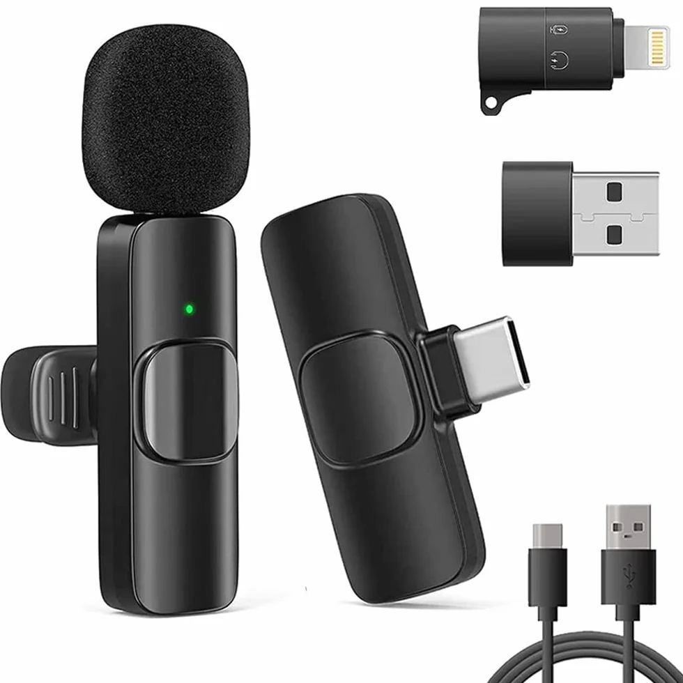 VOVIGGOL Bezprzewodowy mikrofon krawatowy do iPhone'a, iPada, telefonów z systemem Android, laptopa, Plug&Play Lapel, bezprzewodowy mikrofon do nagrywania wideo YouTube, transmisji na żywo, TikTok