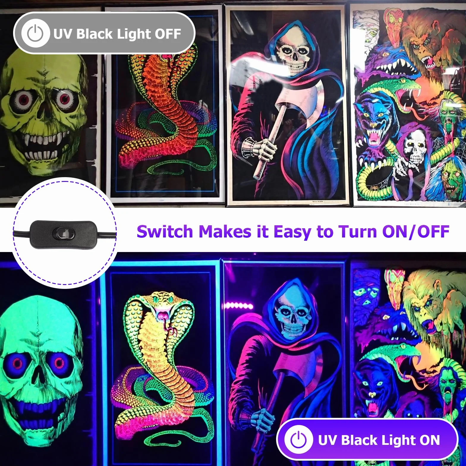 Projektor LED UV 300 W, czarne światło 395 nm, wodoodporna IP65, mocna lampa UV na imprezę fluorescencyjną, imprezę, fluorescencyjny, urodziny, Halloween (1 sztuka)