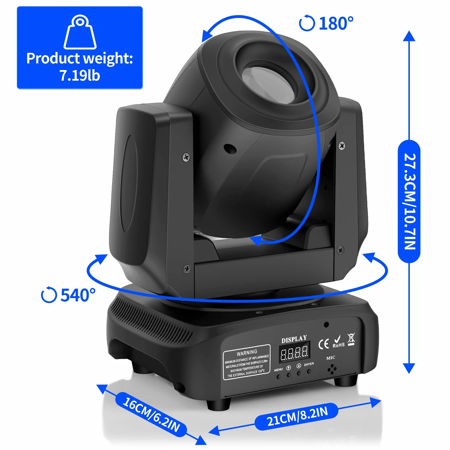 UKing 100 W Moving Heads reflektor LED DMX 512 RGBW efekt świetlny z efektem pryzmatycznym, 8 kolorów i 8 gobo, idealny dla DJ, dyskoteki, na imprezę, oświetlenie sceniczne