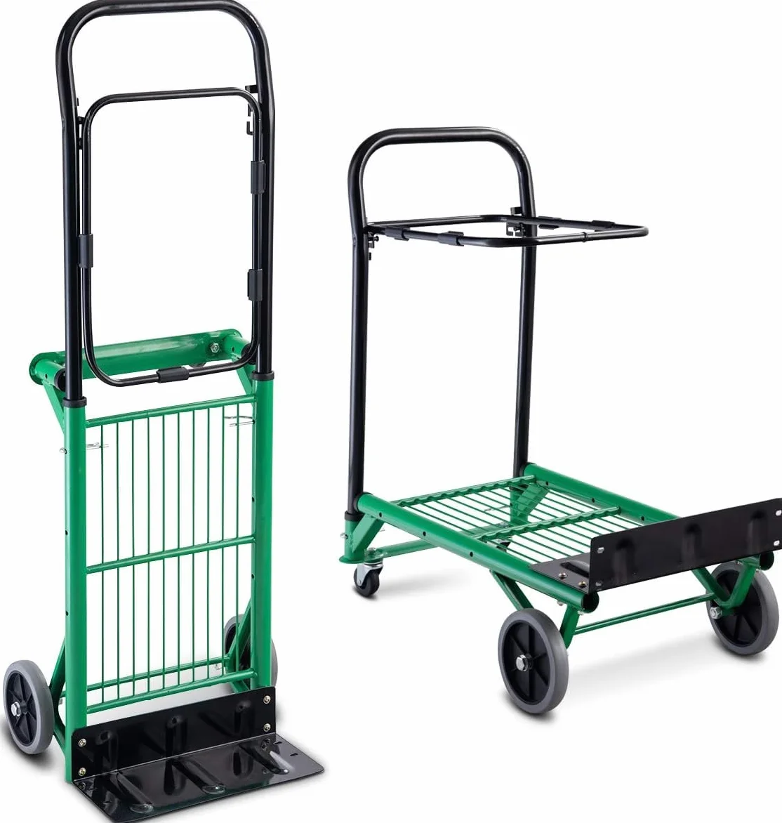 COSTWAY Wózek transportowy 2 w 1, składany, obciążenie do 90 kg, regulowana wysokość, stalowa rama, układający się w stos, wózek schodowy