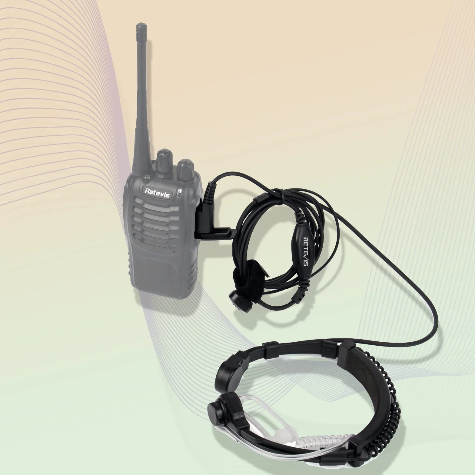 Retevis Mikrofon Walkie Talkie gardło 2-pinowy zestaw słuchawkowy, chowany mikrofon gardłowy, słuchawka kompatybilna z 2-drożnym radiem RT24, RT27, RT622, RT617, Baofeng UV5R, Kenwood, ukryta rurka