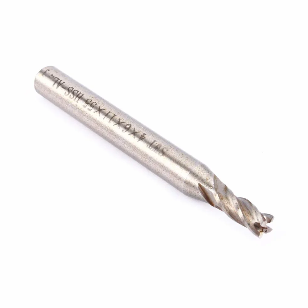 Yosoo Health Gear 4 mm 4 rowki zestaw frezów trzpieniowych z prostym chwytem końcowym narzędzie do drewna stalowego żelaza, 1 sztuka