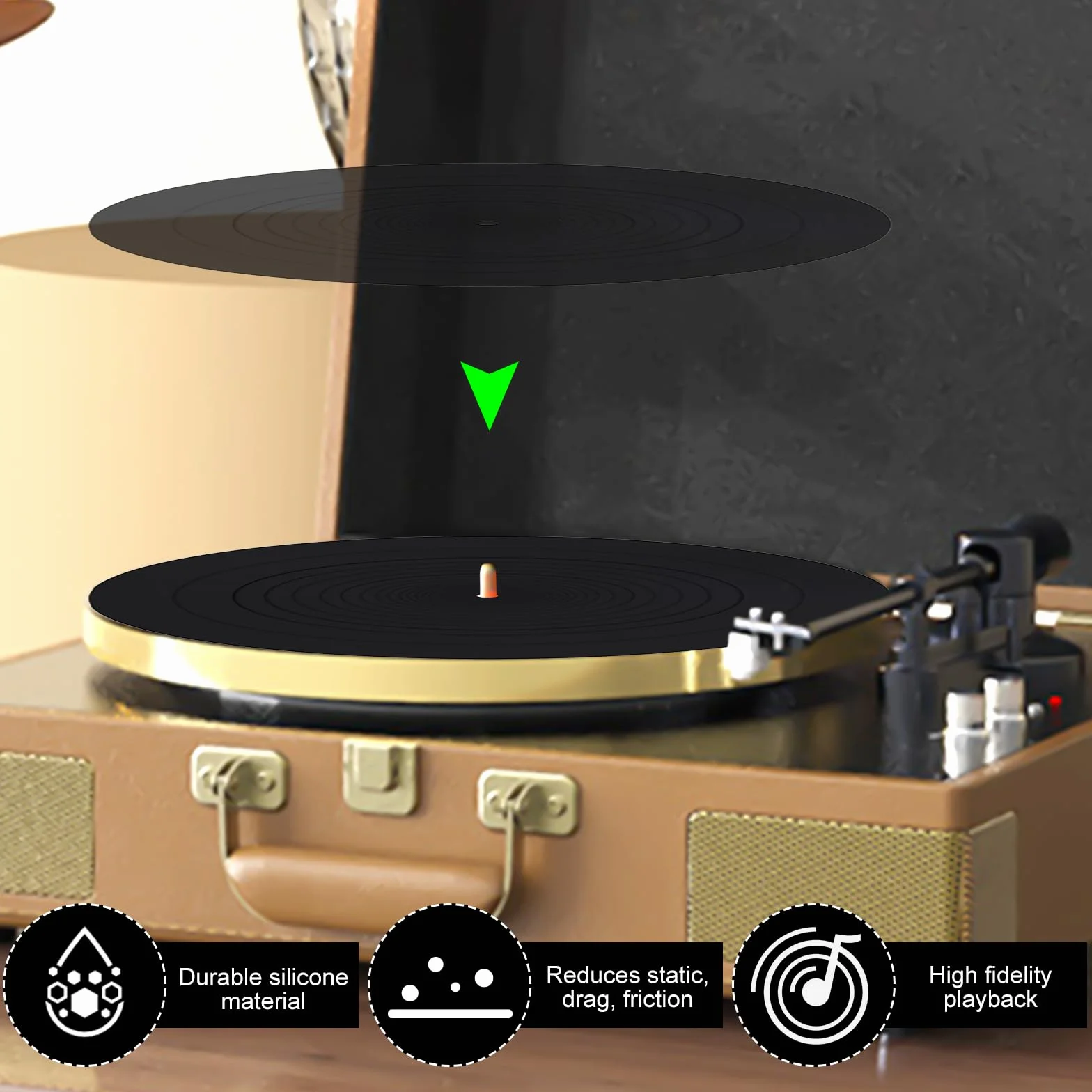 30 cm Silikonowa mata do gramofonu, antystatyczna antypoślizgowa mata na talerze, vintage mata do gramofonu, mata wibracyjna Turntable Mat, Slipmat do wszystkich gramofonów winylowych LP
