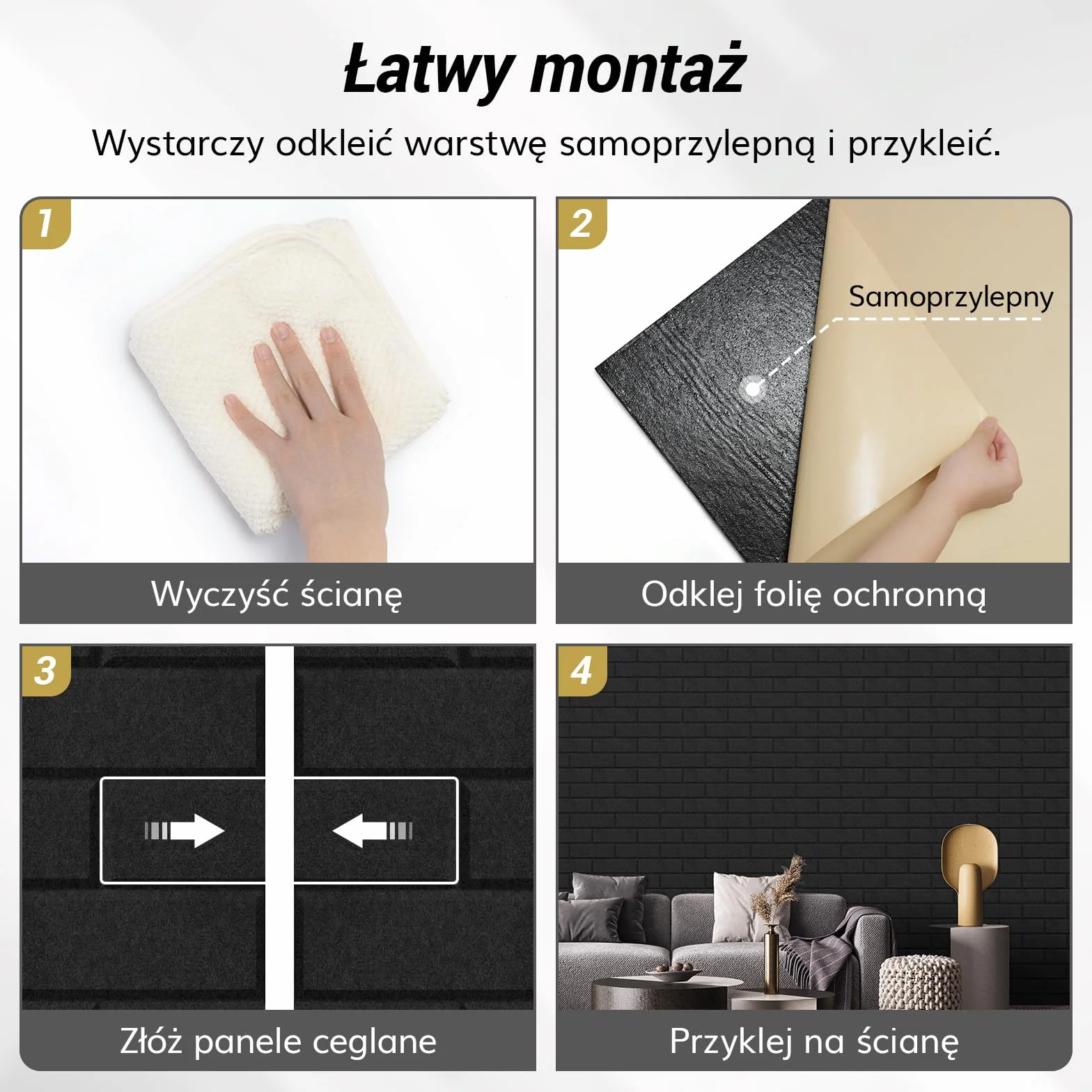 TONOR Płyty akustyczne typu cegła, samoprzylepne, 12 szt. 30x30x0,9 cm, płyty dźwiękoszczelne, płyty do ochrony przeciw hałasowi, samoprzylepne płyty ścienne do obróbki akustycznej i dekoracji ścian w