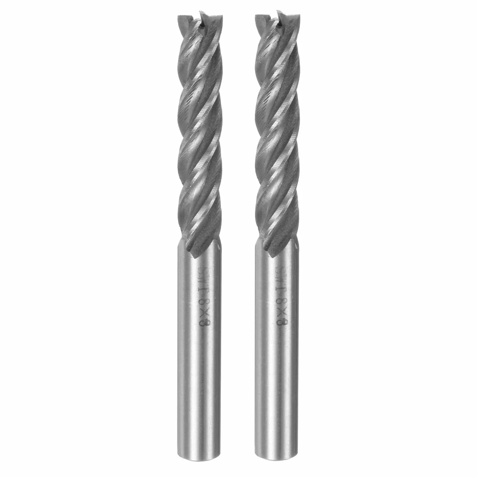 QUARKZMAN 2 szt. 8 mm x 8 mm 42 mm Głębokość cięcia spiralnego rowka 4 rowki HSS-AL spiralne końcówki młyna frez