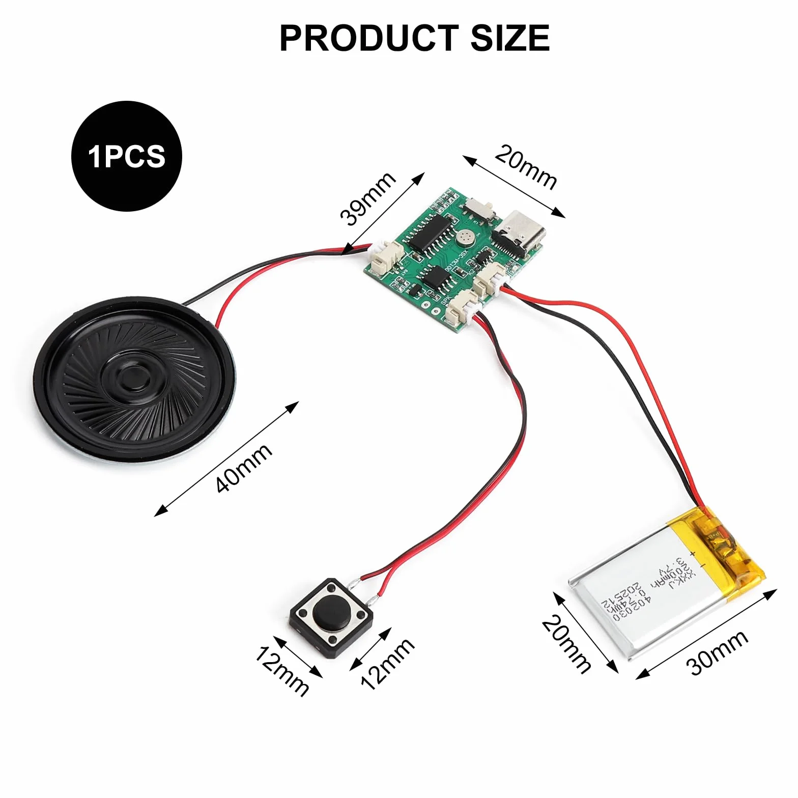 Moduł dźwiękowy MP3 - programowalny moduł audio z głośnikiem do projektów DIY - pamięć 8 MB, transmisja USB do muzyki i spersonalizowane prezenty