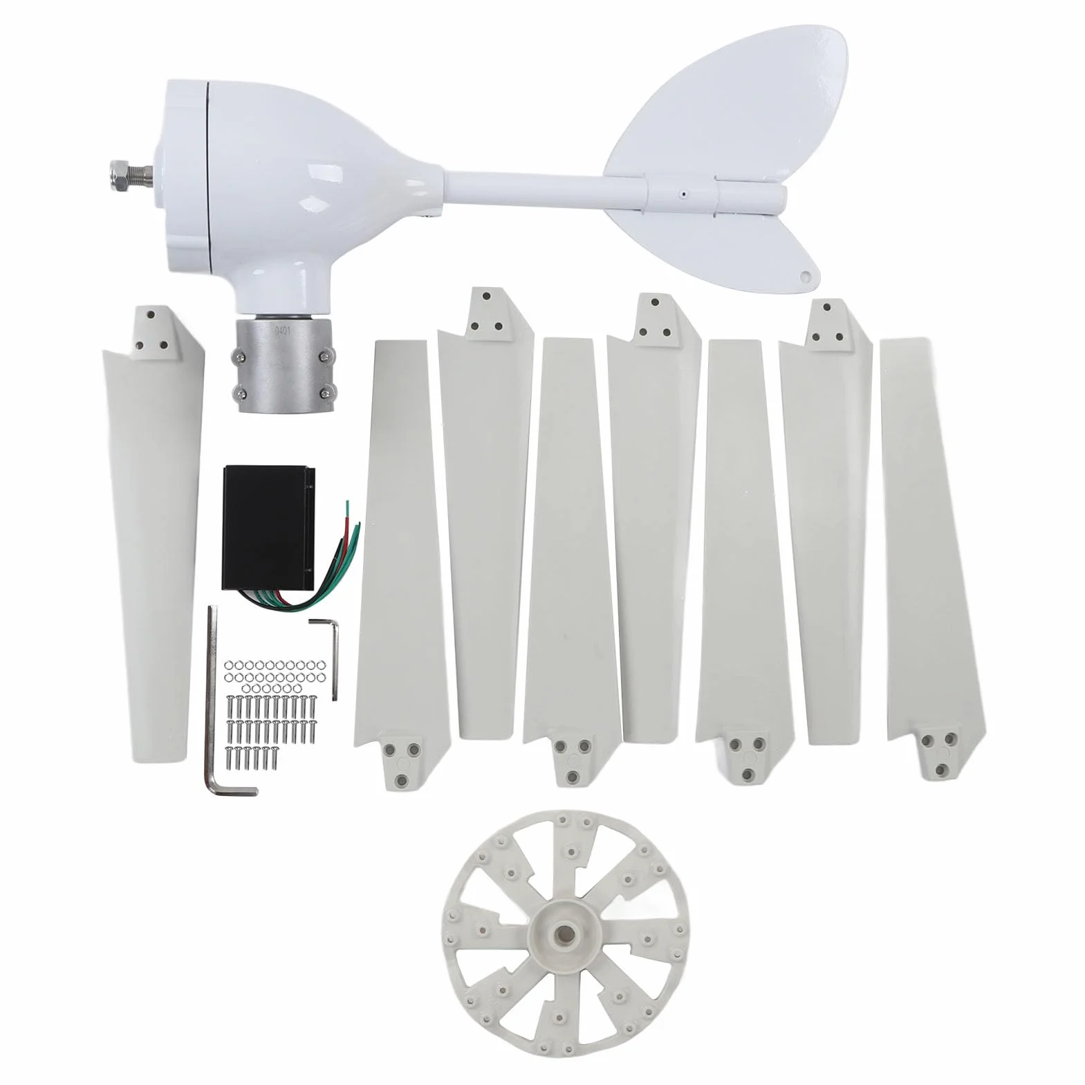 Zestaw Generatora Wiatrowego z turbiną wiatrową o Mocy 500 W z 8 Ostrzami Kontroler MPPT do Systemu Wytwarzania Energii Słonecznej (12V)