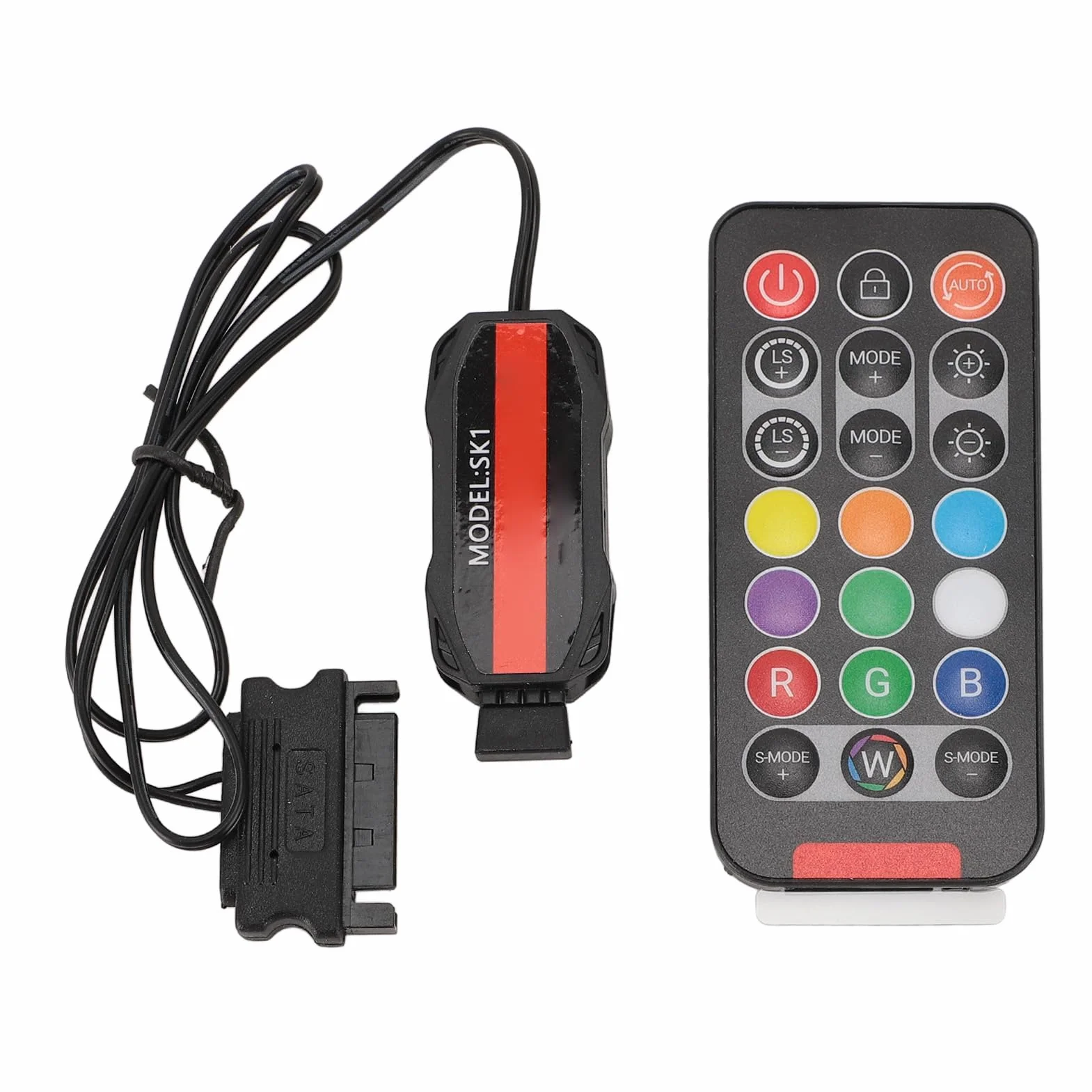 Kontroler Wentylatora Serial ATA Power RGB, Zestaw Kontrolera Wentylatora ARGB PC, 21 Klawiszy do 3-pinowej Taśmy LED LED 5 V, Pilot, Drut Miedziany, Chowana Konstrukcja,