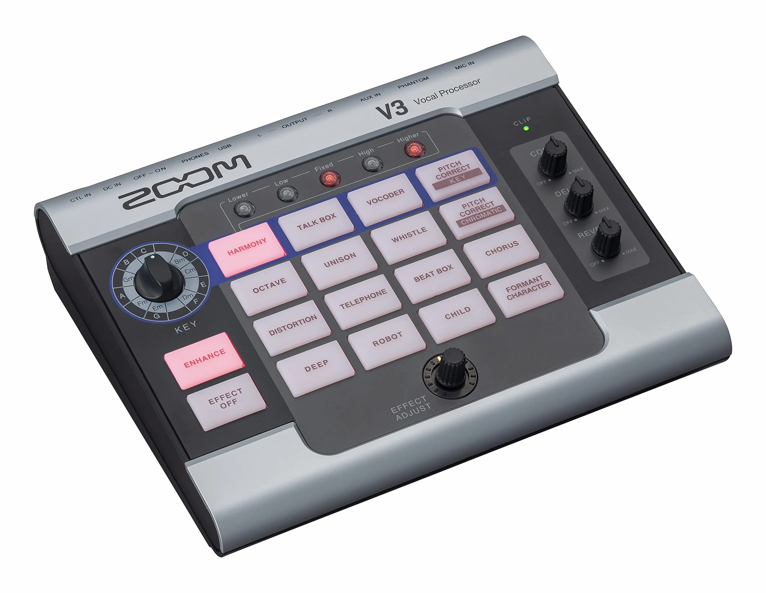 ZOOM V3 Vocal Processor – efekt do poprawy jakości śpiewu, głosu i mowy, do nagrywania i streamingu, podcastów, filmów i optymalizacji treści, czarny i srebrny