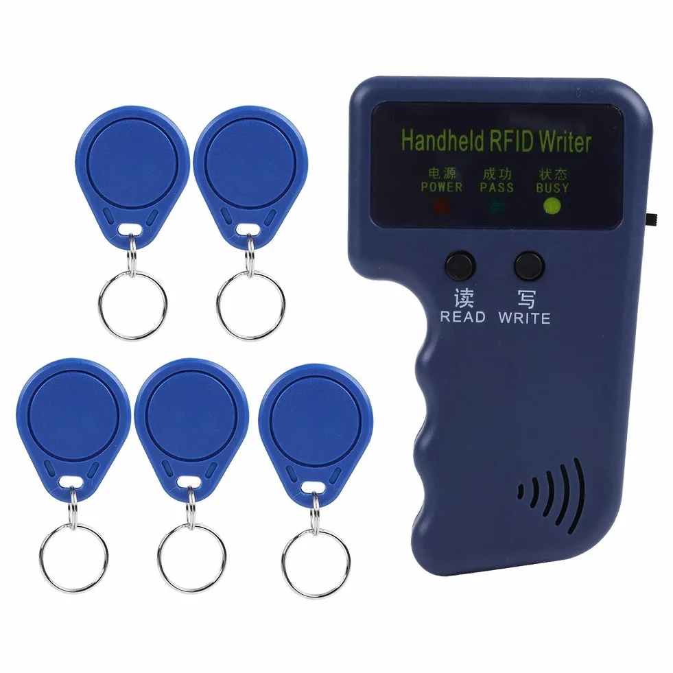 Kopiarka ręczna RFID, przenośne przenośne przenośne przenośne przenośne 125 kHz RFID ID karteczka i kopiarka i powielacz z 5 etykietami zapisywalne karty RFID EM4100 / EM410X