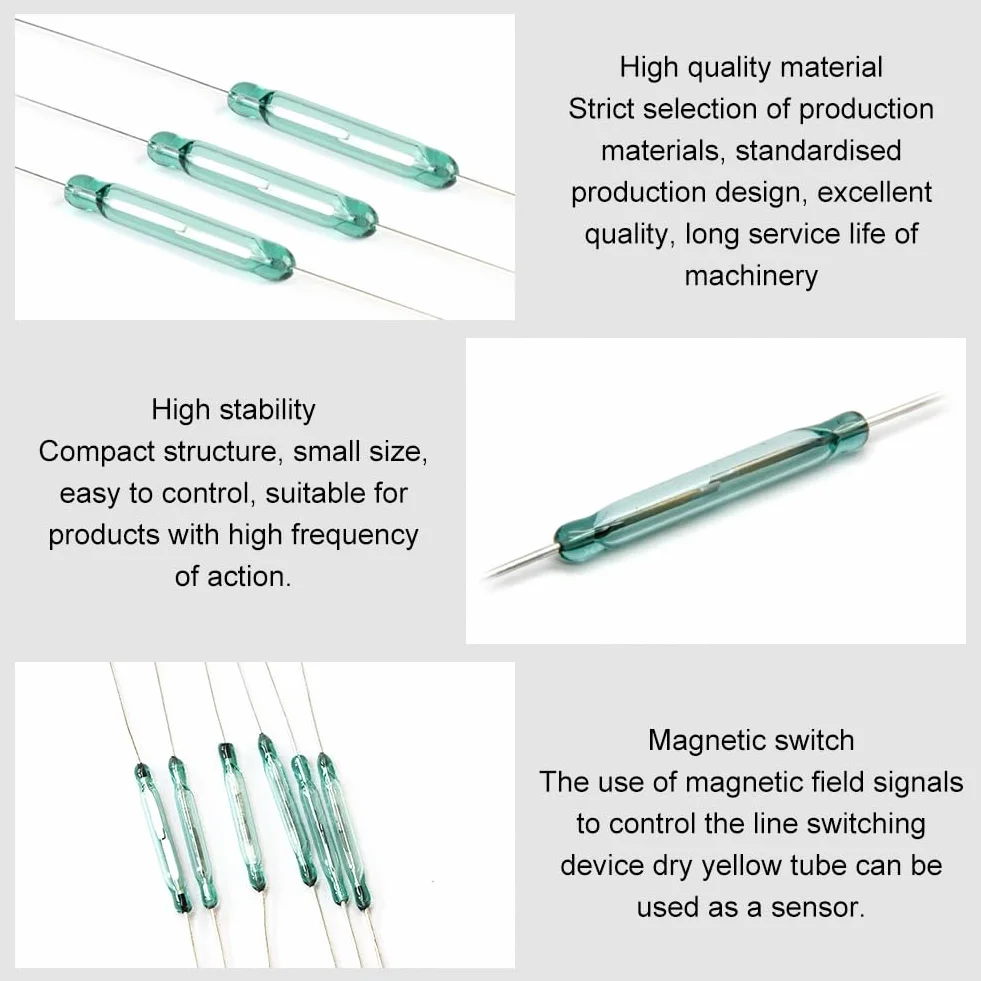 Przełączniki szklane Reed, 24 szt., styk Reed, magnetyczny przełącznik indukcyjny, z 10 magnesami