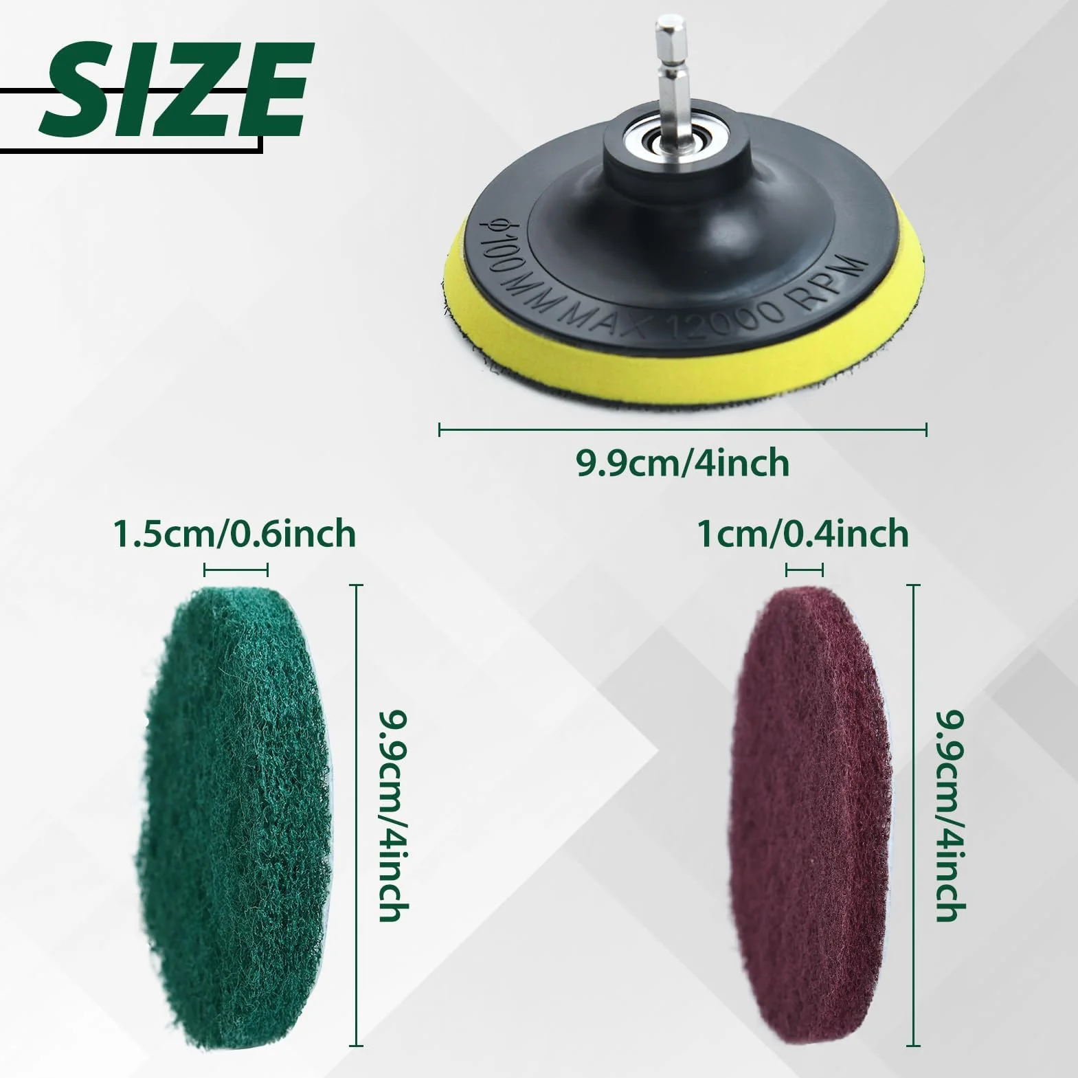 LEONTOOL Szczotka do czyszczenia płytek, 10 cm, z 6 gąbkami do szorowania, do kuchni, łazienki, zaprawy fugowej, dywanów, grilla, płytek