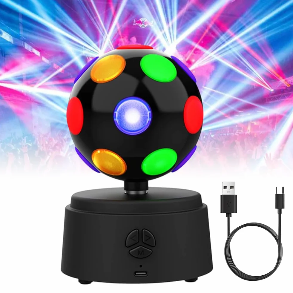 Kula dyskotekowa, obracająca się kula dyskotekowa 360 stopni, 11" z wielokolorowymi diodami LED, oświetlenie dyskotekowe 3D – obsługuje połączenie Bluetooth, wysoka kompatybilność, efekt dźwięku
