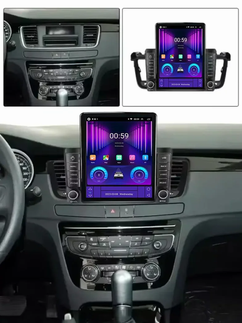 Podwójny Din Android 9.7'' Ekran dotykowy Multimedia dla Peugeot 508 2011-2018 radia samochodowego z Bluetooth i nawigacją oraz kamerą cofania Sterowanie z kierownicy,S3 4 Core Wifi 1+16G