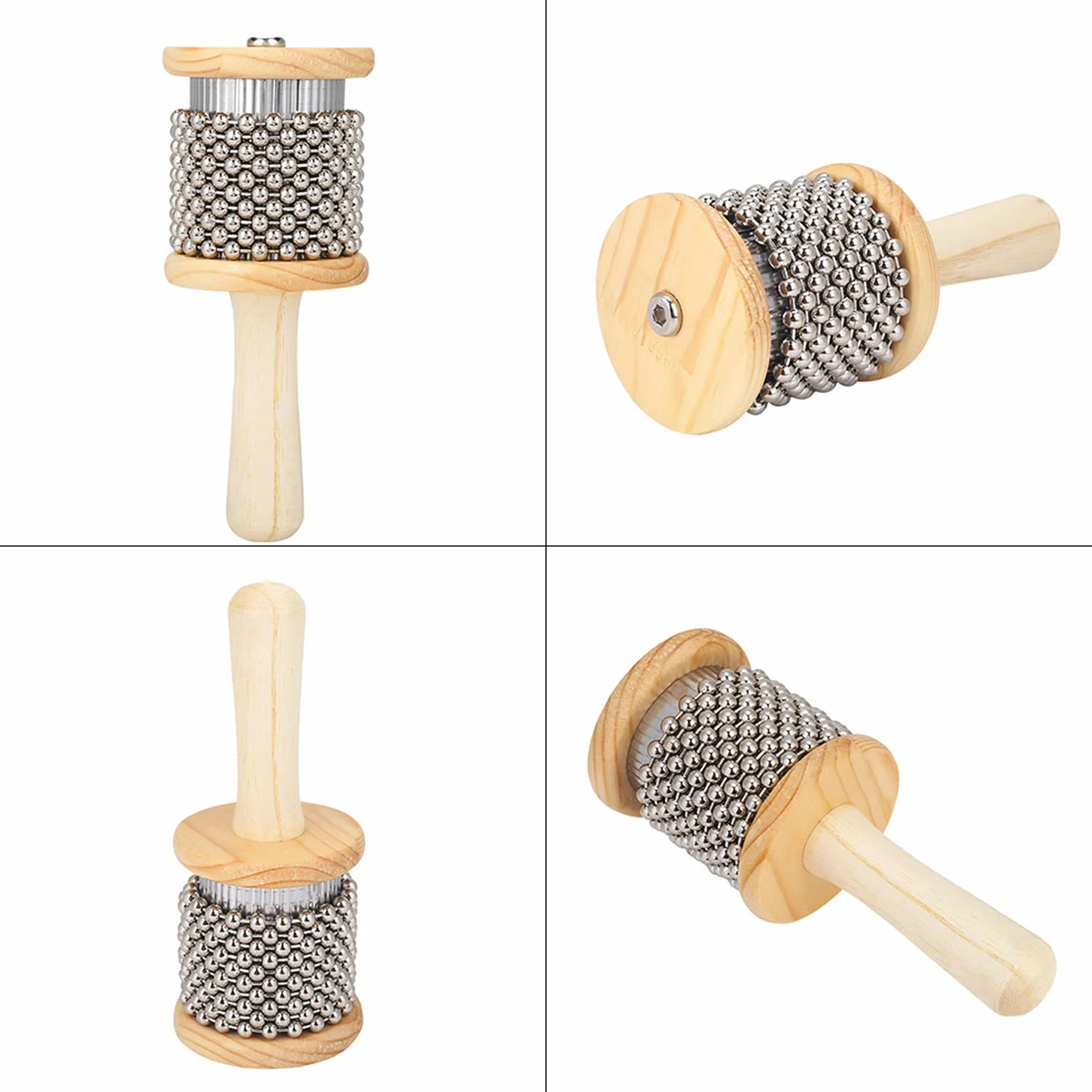 Drewniany Instrument Muzyczny Cabasa Mini Cabasa Hand Shaker Instrument Perkusyjny z Metalowymi Koralikami