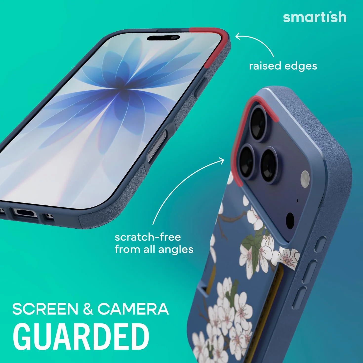 Smartish Etui portfelowe na iPhone'a 17 Pro - Wallet Slayer Vol. 1 [smukłe + ochronne] Etui na karty kredytowe - Testowane upadek z klapką ukryte etui na karty do Apple iPhone 17 Pro - bardzo kwiat