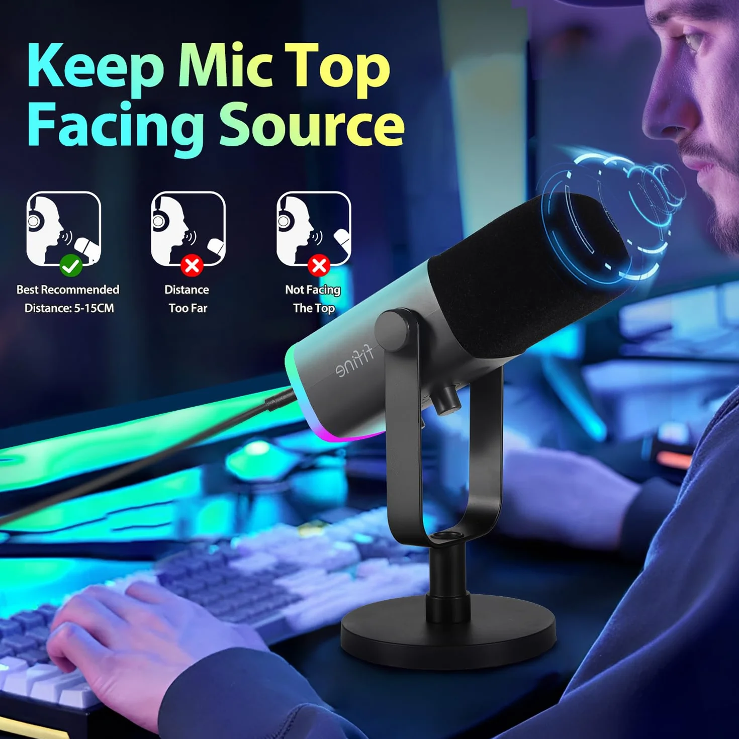FIFINE XLR Mikrofon strumieniowy do nagrywania podcastów, do studia, dynamiczny mikrofon USB, gamingowy, z przyciskiem wyciszania, do PS4/5, Maca, mikserów, kart dźwiękowych