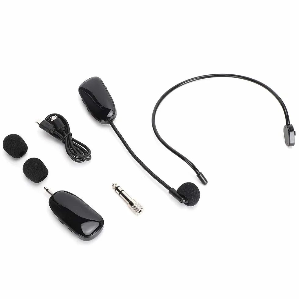 Bezprzewodowy mikrofon nagłowny, zestaw słuchawkowy UHF Professional Ear Beam i mikrofony z konwerterami 3,5 mm i 6,5 mm do nauczania, przewodników, prezentacji i konferencji