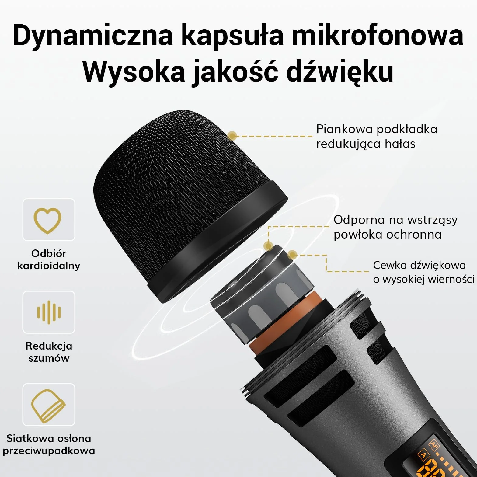 TONOR Bezprzewodowy System Mikrofonów 4x5-kanałowy Ręczny Mikrofon Dynamiczny z Odbiornikiem UHF 60M