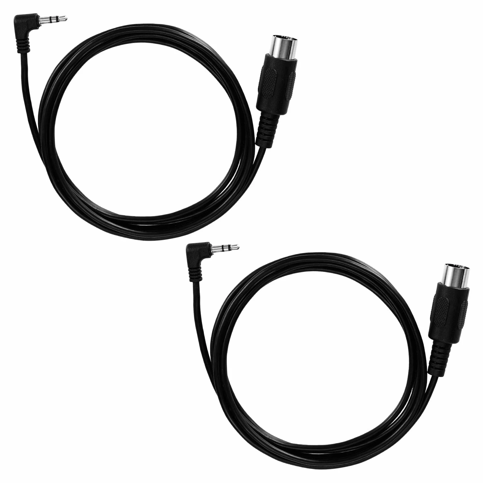 2szt Kabla MIDI Typu A z Wtykiem TRS 3,5mm i 5-Pinowym Męskim DIN, 1,5m Długości Kabel TRS Wielokierunkowy z 5-Pinowym Wtykiem MIDI do Klawiatur Syntezatorów i Systemów DAW (Czarny)