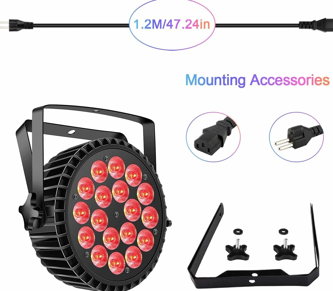 4 szt Reflektor LED Par 200W 18 LED reflektor sceniczny reflektor dyskotekowy światło imprezowe, 8CH Par LED światło RGBW DMX dźwięk stroboskopowy DJ świetlny na pokaz bar impreza Halloween