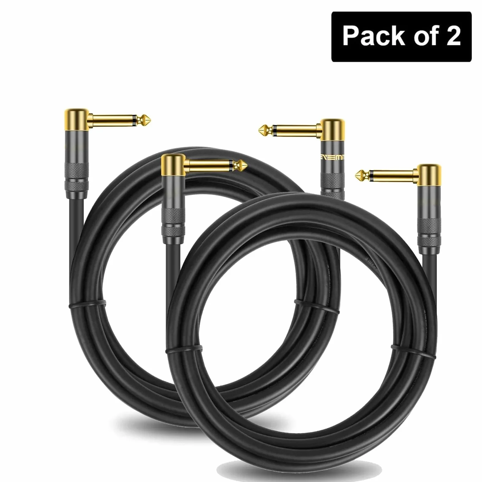 Kabel do gitary elektrycznej i basu, Kabel gitarowy męski-męski 1/4 cala, kątowy, opakowanie 2 sztuk, różne rozmiary(Pack of 2,10m)