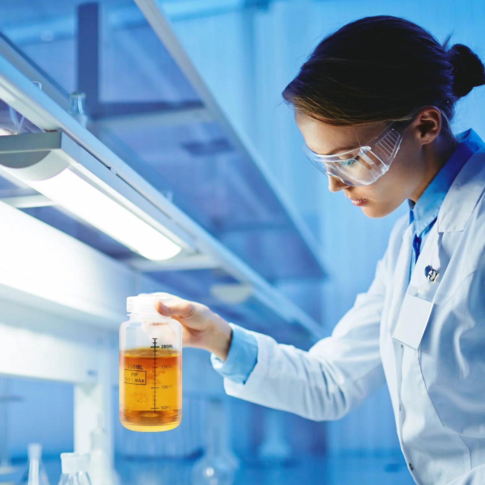 APOMOONS 2 butelki dozujące 250 ml, butelka z szeroką szyjką, butelka laboratoryjna, przezroczysta, szczelna, szczelna, z odręcznymi naklejkami