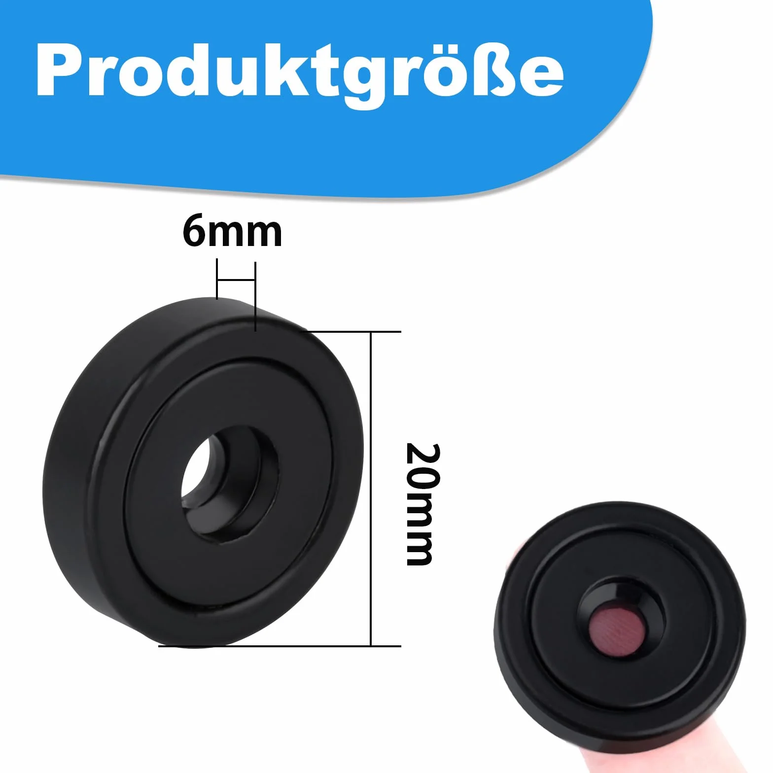 Magnes neodymowy 20 mm, bardzo mocny, z otworem 10 kg, silne garnkowe magnesy do przykręcania, do wyposażenia warsztatu, 8 sztuk, czarne