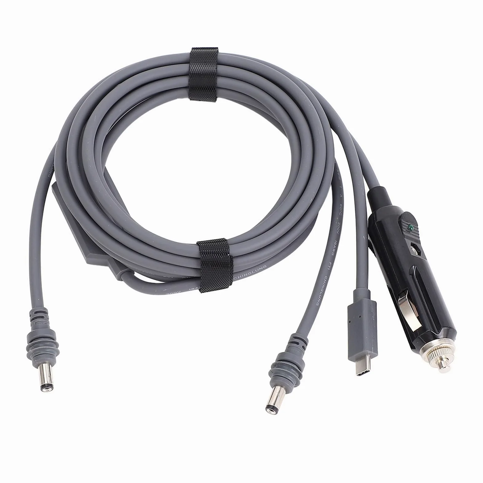 KIMISS Kabel Zasilający Mini DC do Satelity – 3 w 1 DC Typu C 12 V 24 V w Samochodzie – Wodoodporny Kabel Zamienny 18AWG do Użytku na Zewnątrz