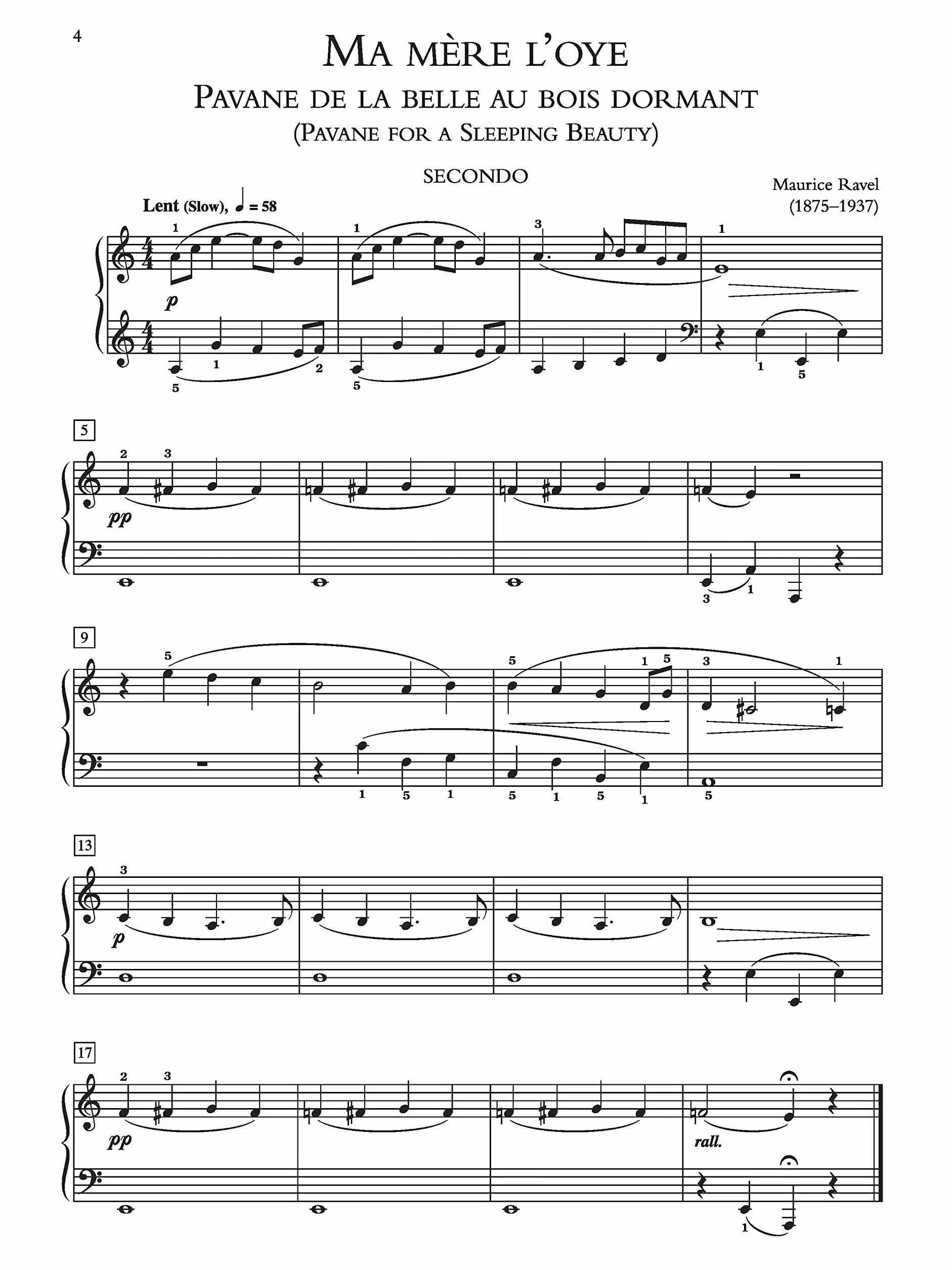 Ravel -- Ma M Re L'Oye (Mother Goose Suite): for one Piano, four Hands