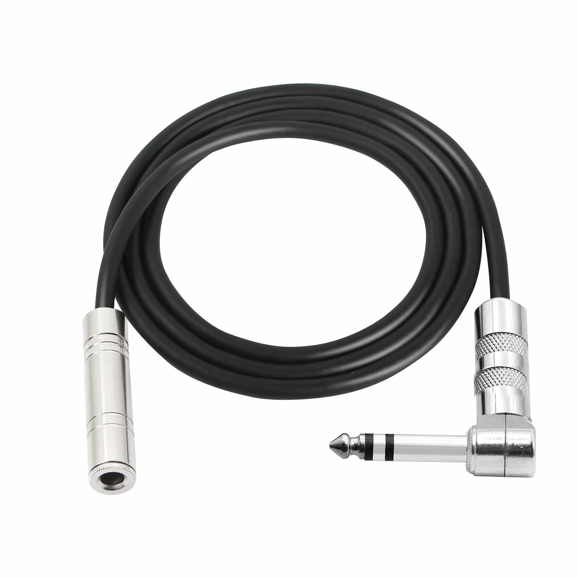 Przedłużacz stereo 1/4 cala kąt prosty 6,35 mm męski na żeński kabel audio stereo TRS do wzmacniaczy, gitar i sprzętu do kina domowego itp. (2 m)
