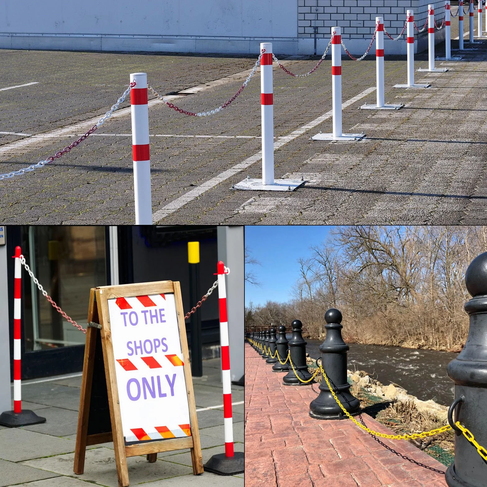 PATIKIL Plastikowy łańcuch, 50 m łańcuch barierowy bezpieczeństwa do kontroli ludzi, 1/4 cala (6 mm) czarne połączenia łańcuchowe z tworzywa sztucznego do kolejek, parkingów, ogrodzeń