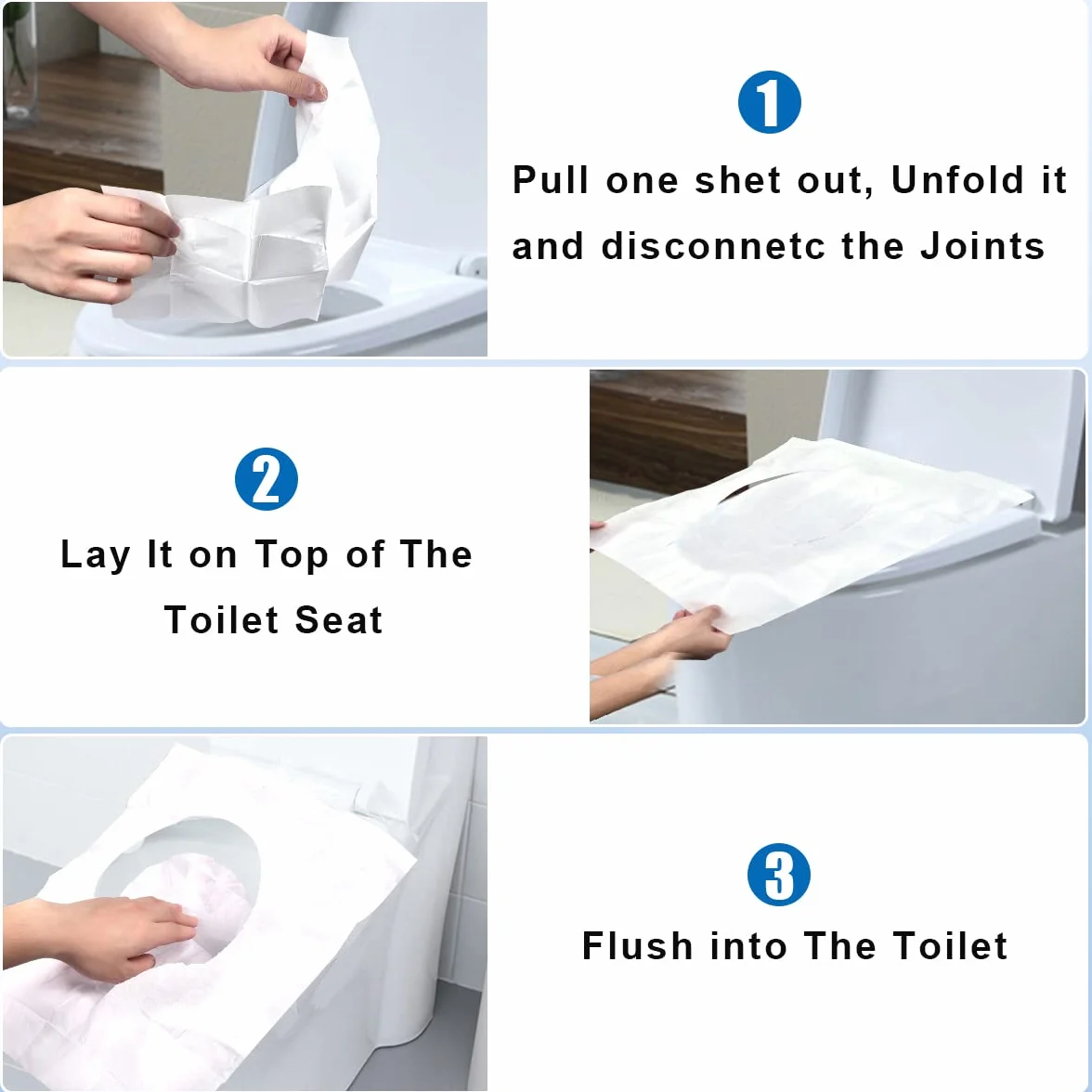 Romon 60 sztuk jednorazowych pokrowców na deskę sedesową, nadają się do mycia w zmywarce, przenośne, jednorazowe pokrowce na deskę sedesową, do hotelu, na zewnątrz, w podróży
