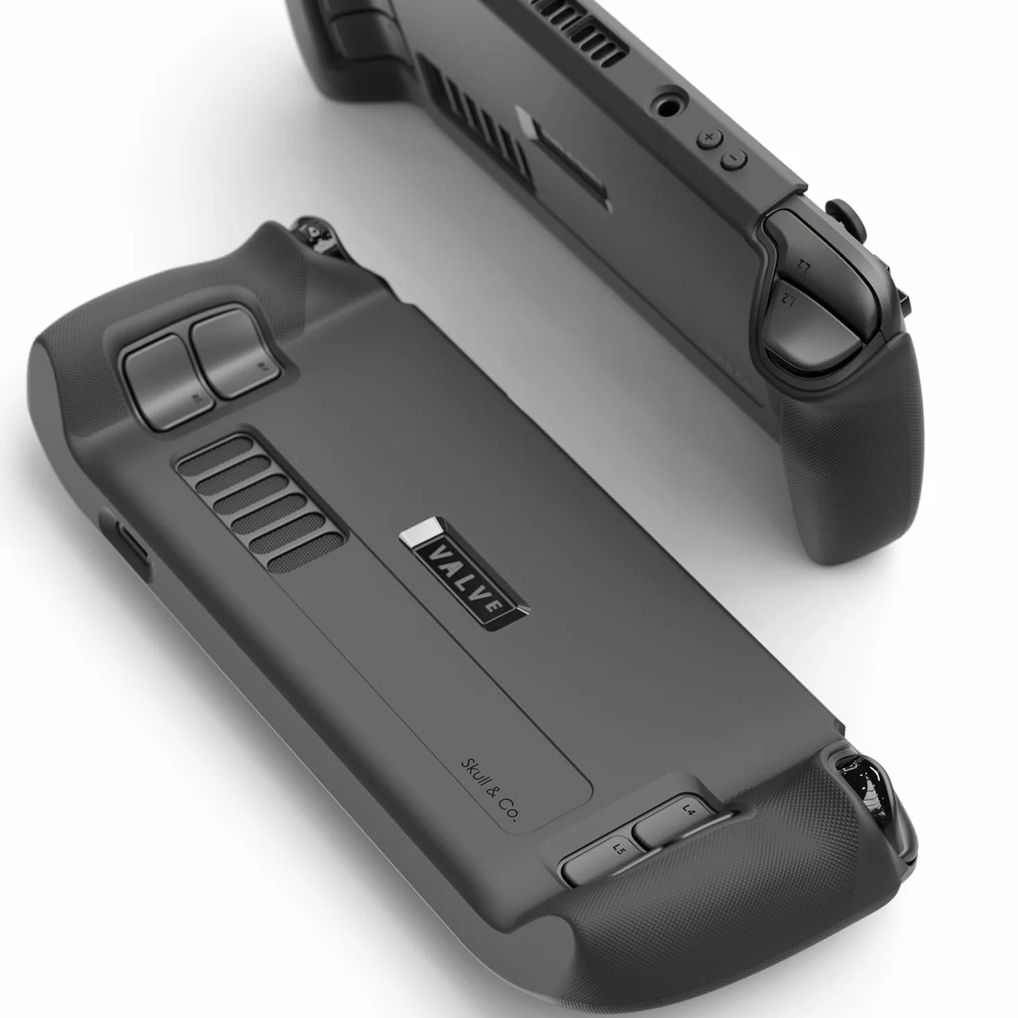 Skull & Co. GripCase SD for Steam Deck and Steam Deck OLED: A Soft Protective Case with Textured Grips Full Protection and Stand, Absorption Non-Slip and Anti-Scratch Cover Design - Coyote Gray