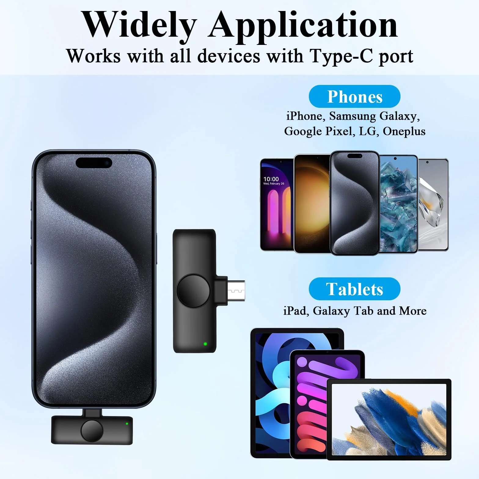 Bezprzewodowy mikrofon krawatowy typu C do iPhone 15 i Android z redukcją szumów