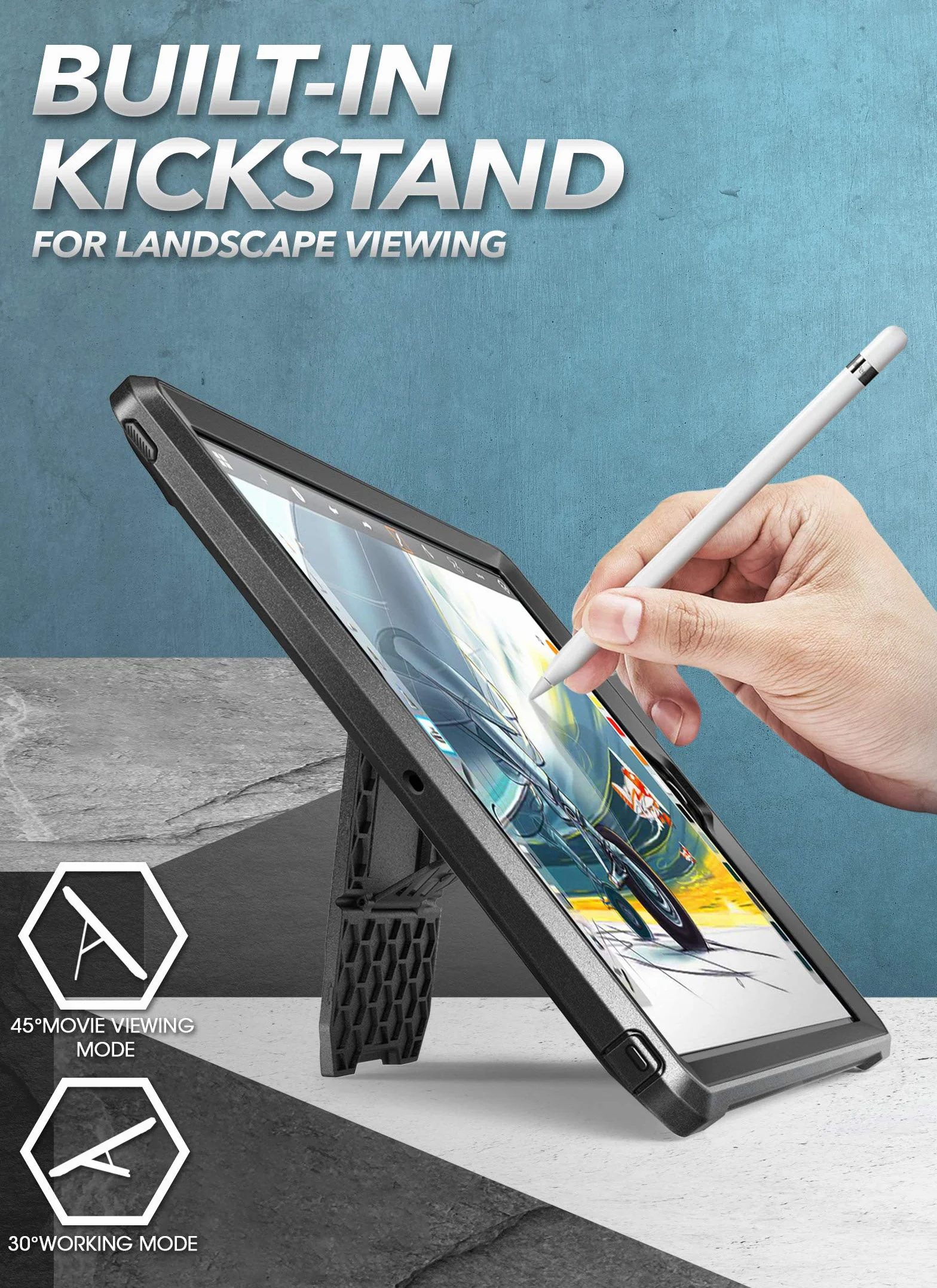 SUPCASE Etui z serii Unicorn Beetle Pro do iPada 10,2 (2021/2020/2019), z wbudowaną osłoną ekranu do iPada 9. generacji, 8. generacji, 7. generacji, (czarne)