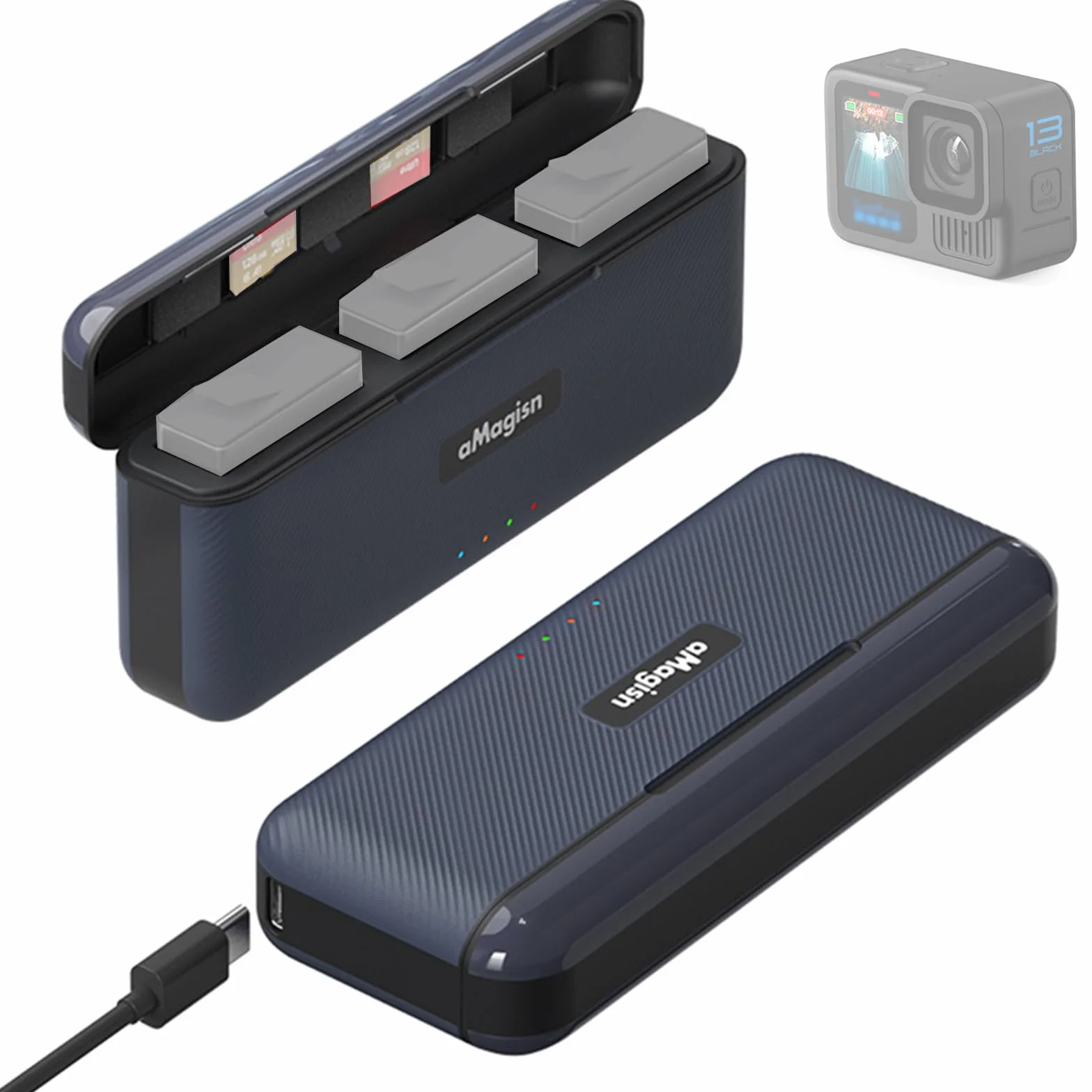 Ładowarka do GoPro Hero 13 ładowarka etui na baterie przenośne etui do szybkiego ładowania akcesoria do GoPro 13 czarna