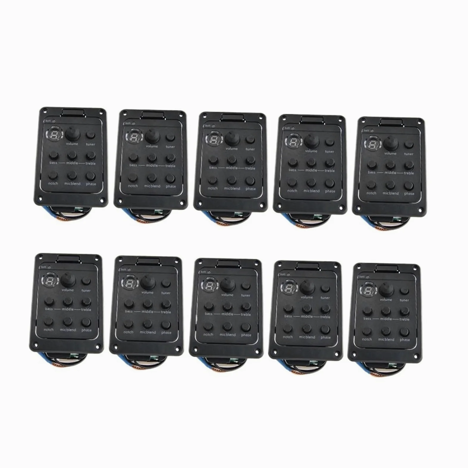 Przetworniki Do Gitary Akustycznej 10 Sztuk Przedwzmacniacz Gitary Akustycznej EQ Tuner Piezo Pickup Equalizer Z Mikrofonem Beat Board Dla Gitary Folkowej 301 201 101 Pickup(201 x 10pcs)