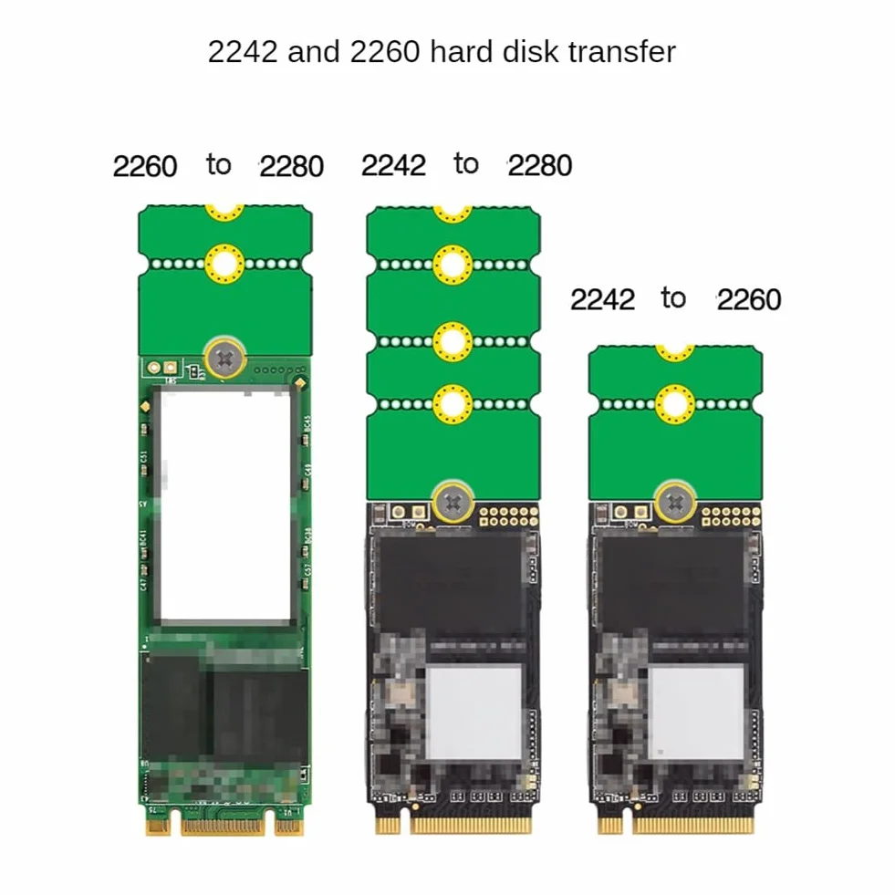 NGFF NVME .2 Extended Bracket 2230 bis 2242/2260/2280, 2242 bis 2280, 2260 do 2280 adapter transferowy