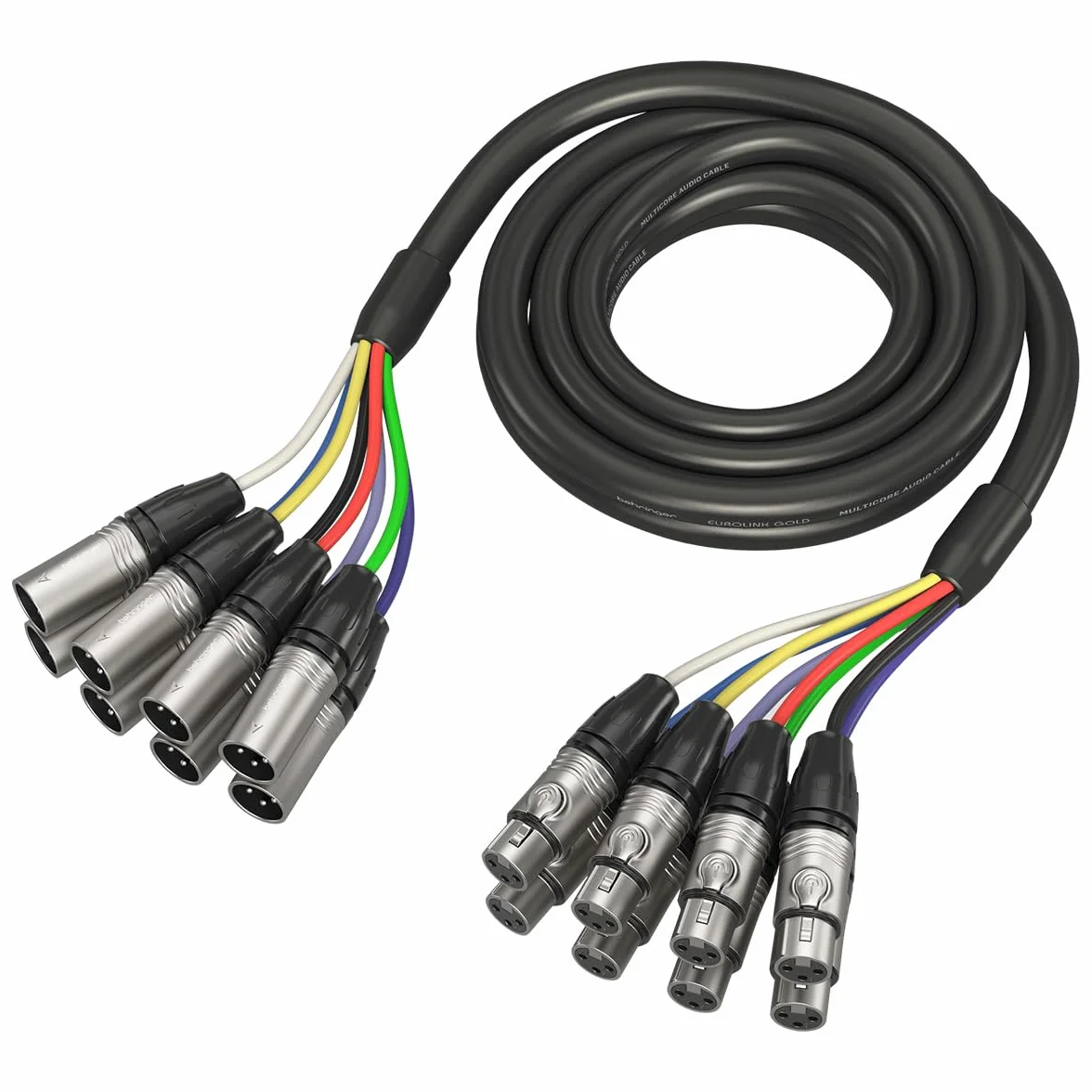 Behringer Multicore Cable - 8-way XLR Male to XLR Female - 8 Channel Snake Cable - 3 m / 10 ft - Gold Performance - GMX-300