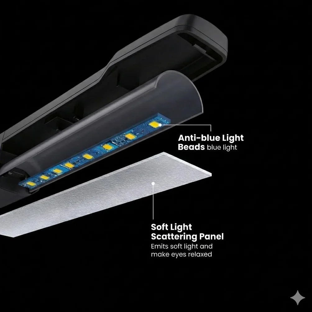 Infitronic IN10LEDNL – 10 diod LED lampka na pulpicie nut/lampka do czytania/lampka zaciskowa 2 poziomy jasności, czarna