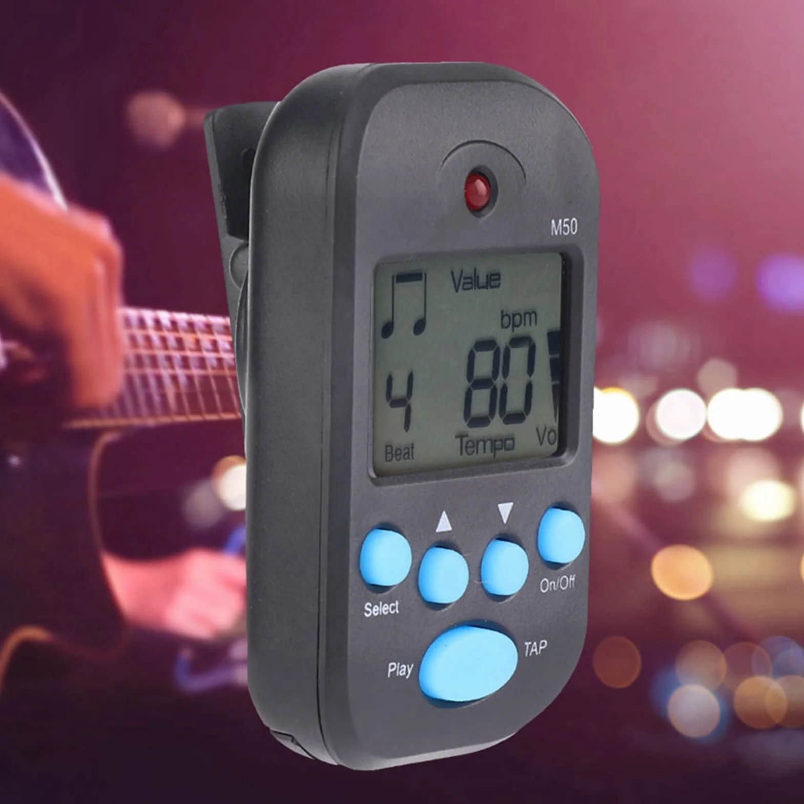 Alomejor Metronome mini przenośny wielofunkcyjny klips beat Tempo na gitarę fortepianową skrzypce bębna flet