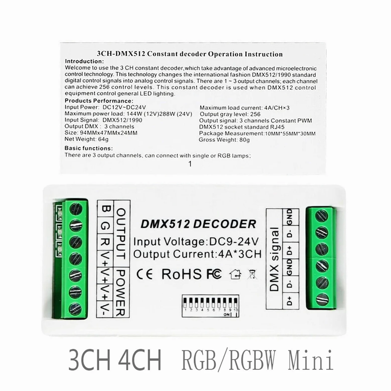 DMX512 RGB RGBW kontroler LED 3/4/6/12/24CH 30CH 30 kanałów 2A 3A 5A dekoder ściemniacz sterownik do taśmy 5050 RGBWW (4ch Rgbw Mini)