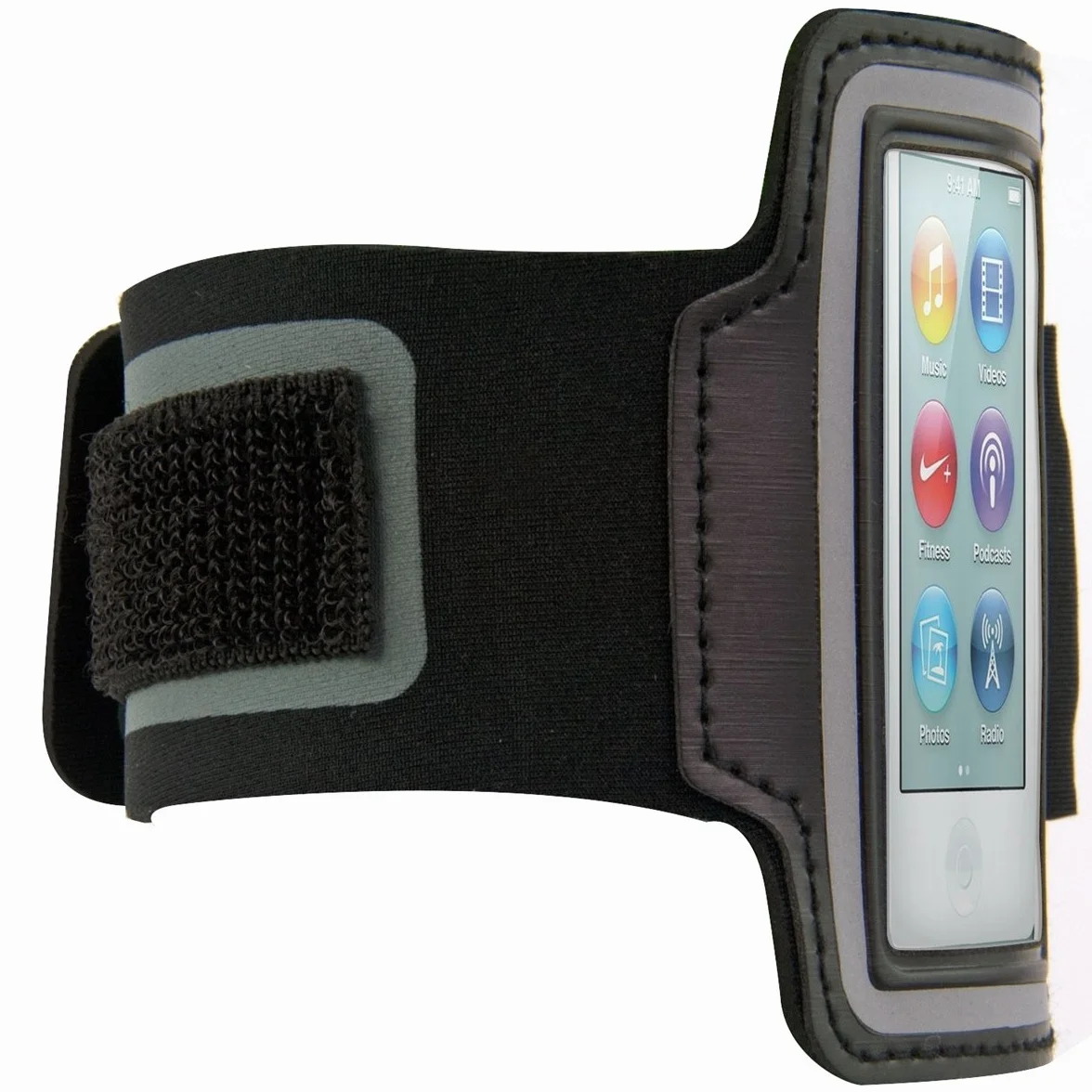 kwmobile opaska kompatybilna z Apple iPod Nano 7 - sportowa opaska do biegania na rowerze piesze wycieczki - regulowany pasek - czarny