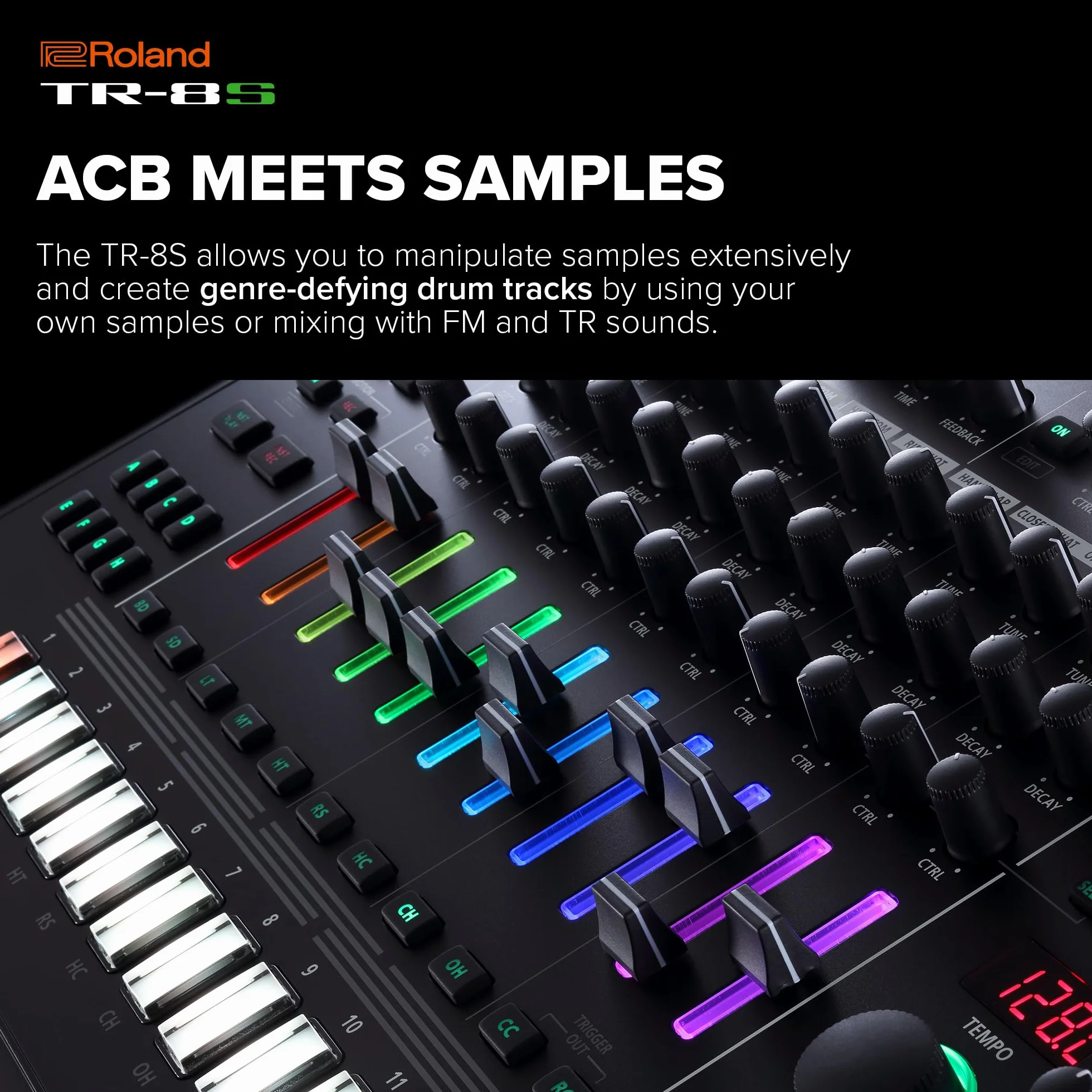 Roland TR-8S Rhythm Performer | Zaawansowany Automat Perkusyjny z Klasycznymi Brzmieniami Perkusyjnymi TR, w tym TR-808, TR-909, TR-707, TR-727, TR-606 i CR-78 | Technologia ACB | 128 Zestawów