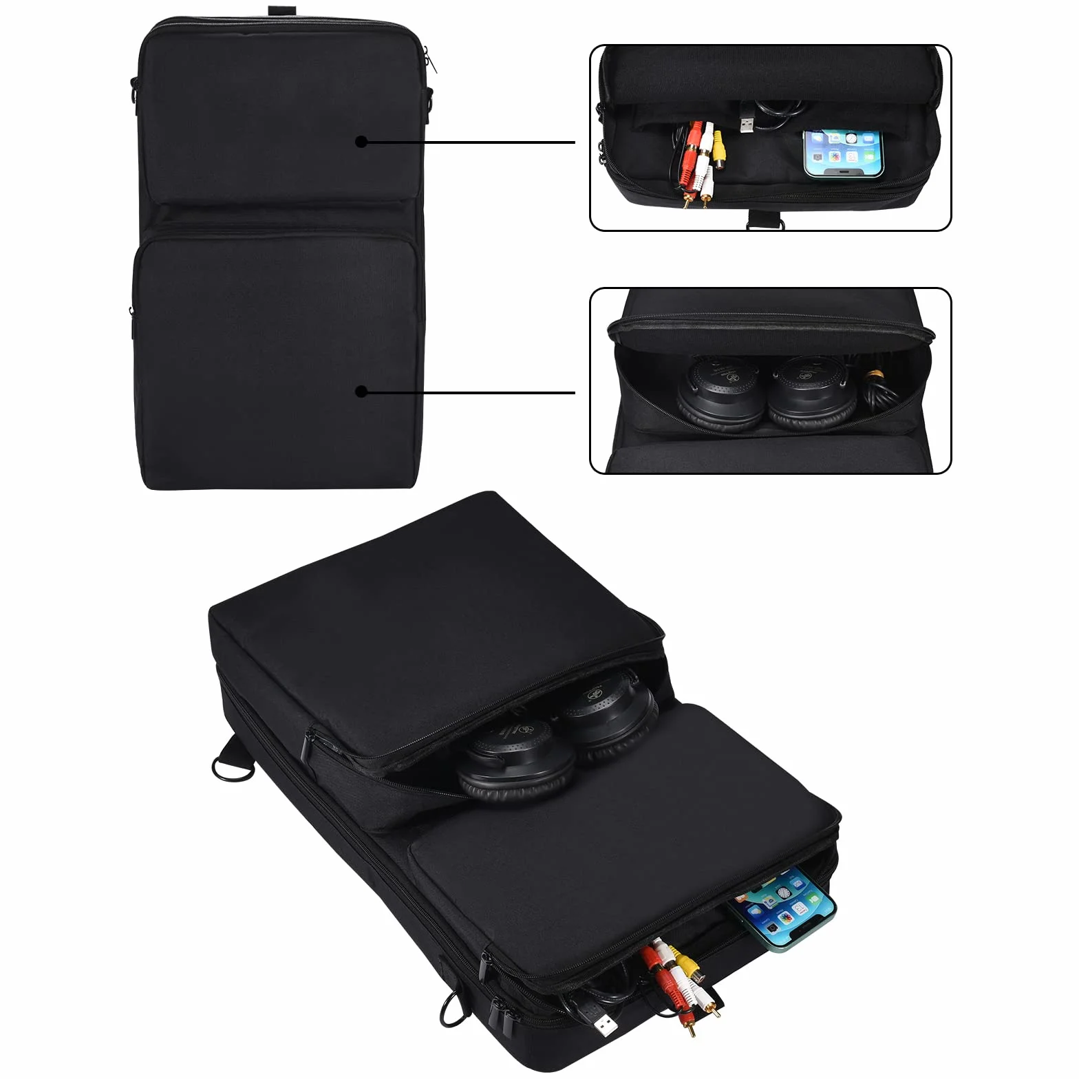 Torba transportowa na kontroler Pioneer DDJ 400/DDJ FLX4/DDJ 200/DDJ SB2 SB3/Roland DDJ 202 i Inpulse 300 z regulowanym paskiem na ramię