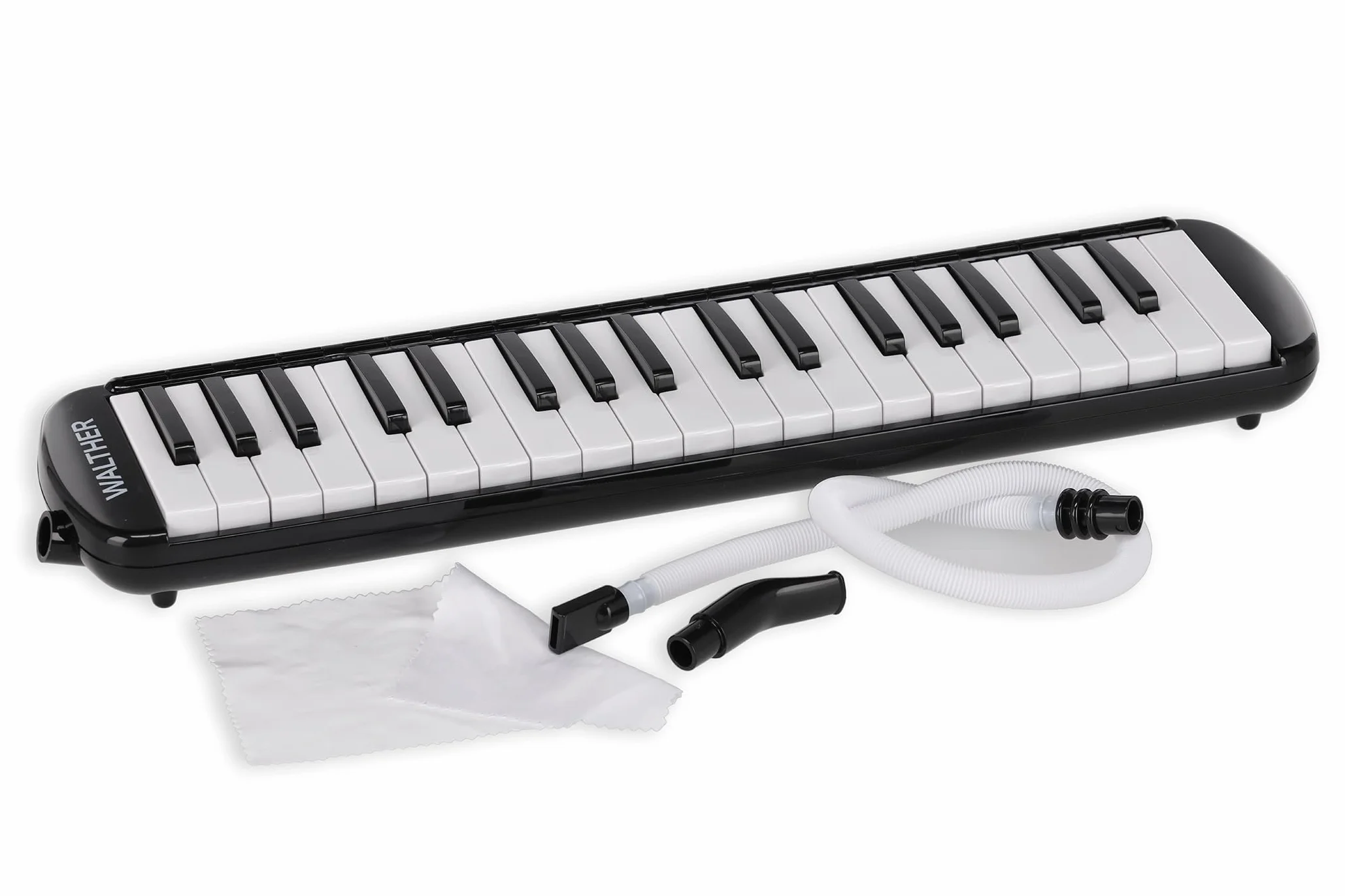 GEWA Melodica, 37 klawiszy, skala dźwięków f-f´´´, w zestawie z wężykiem do dmuchania i etui z paskiem na ramię, czarno/biała, materiał: tworzywo sztuczne
