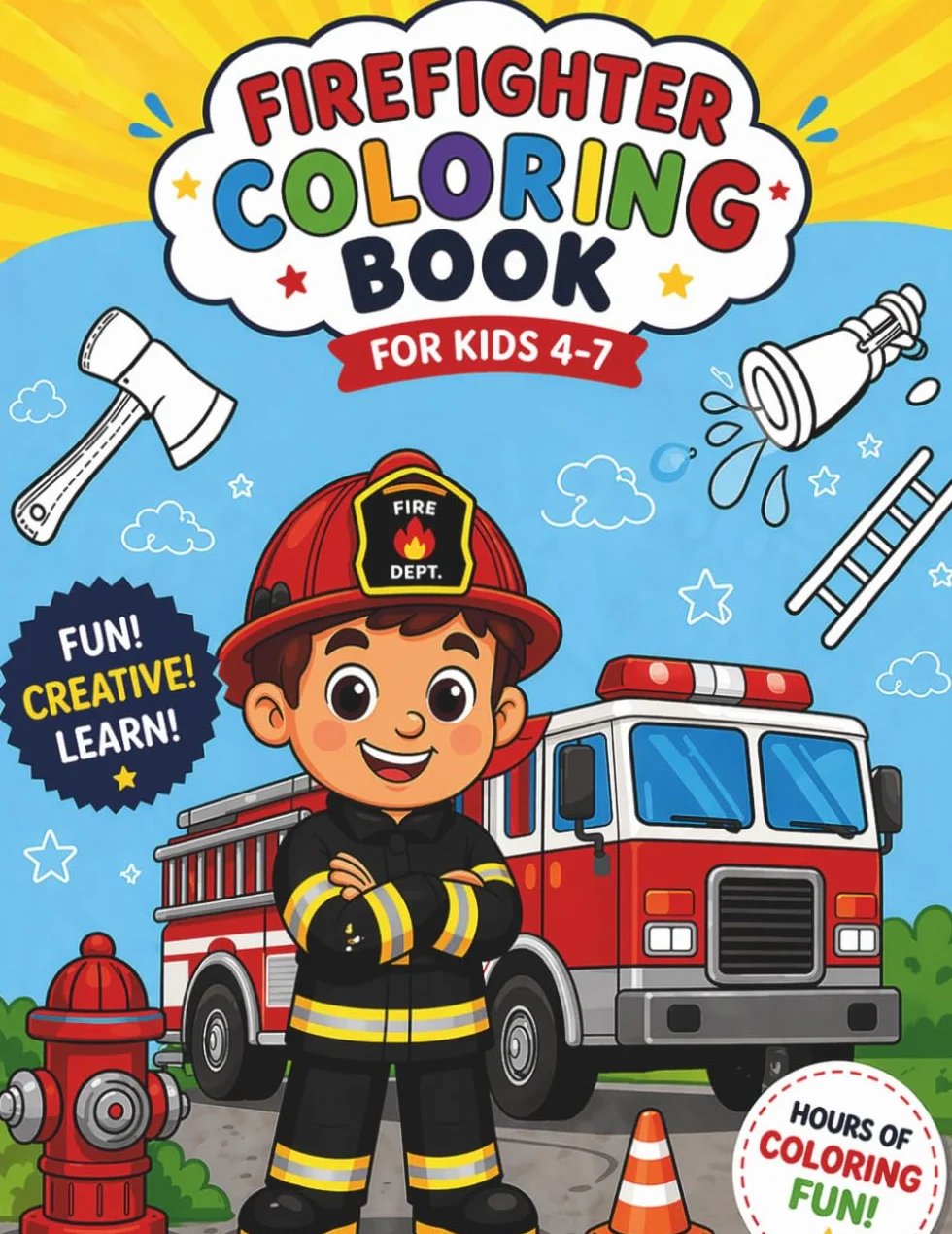 Firefighter Coloring Book for Kids Ages 4–7: Fun and Creative Coloring Pages to Draw, Design and Color Your Own Firefighte