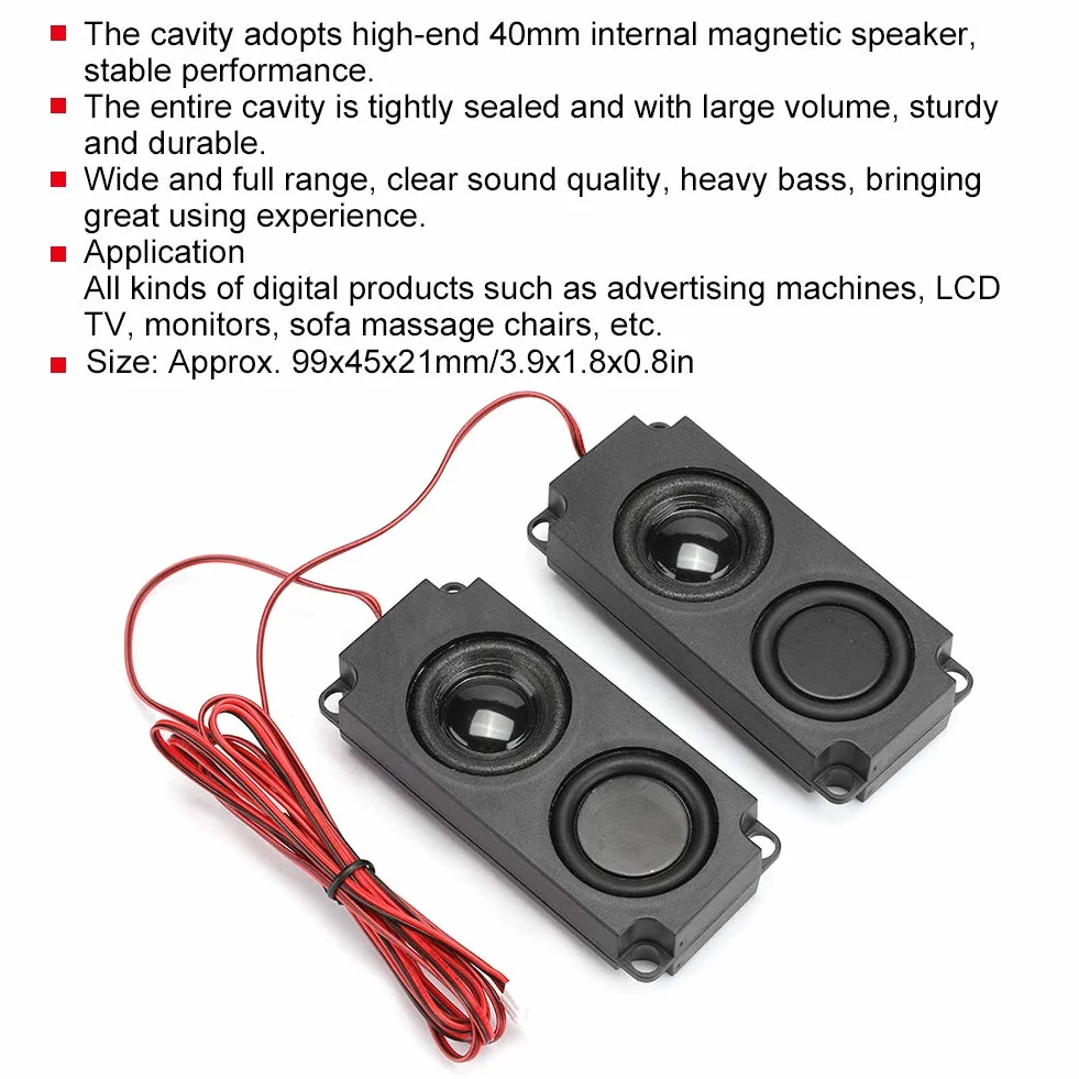 Głośnik Lautsprecher 8 Ohm 5 W Abs 8 Ω 5 W Przenośny Ciężki Bas Wnęka 40 Mm Magnetyczny Podwójny Głośnik do Telewizora Haut Parleur Tv Czarny