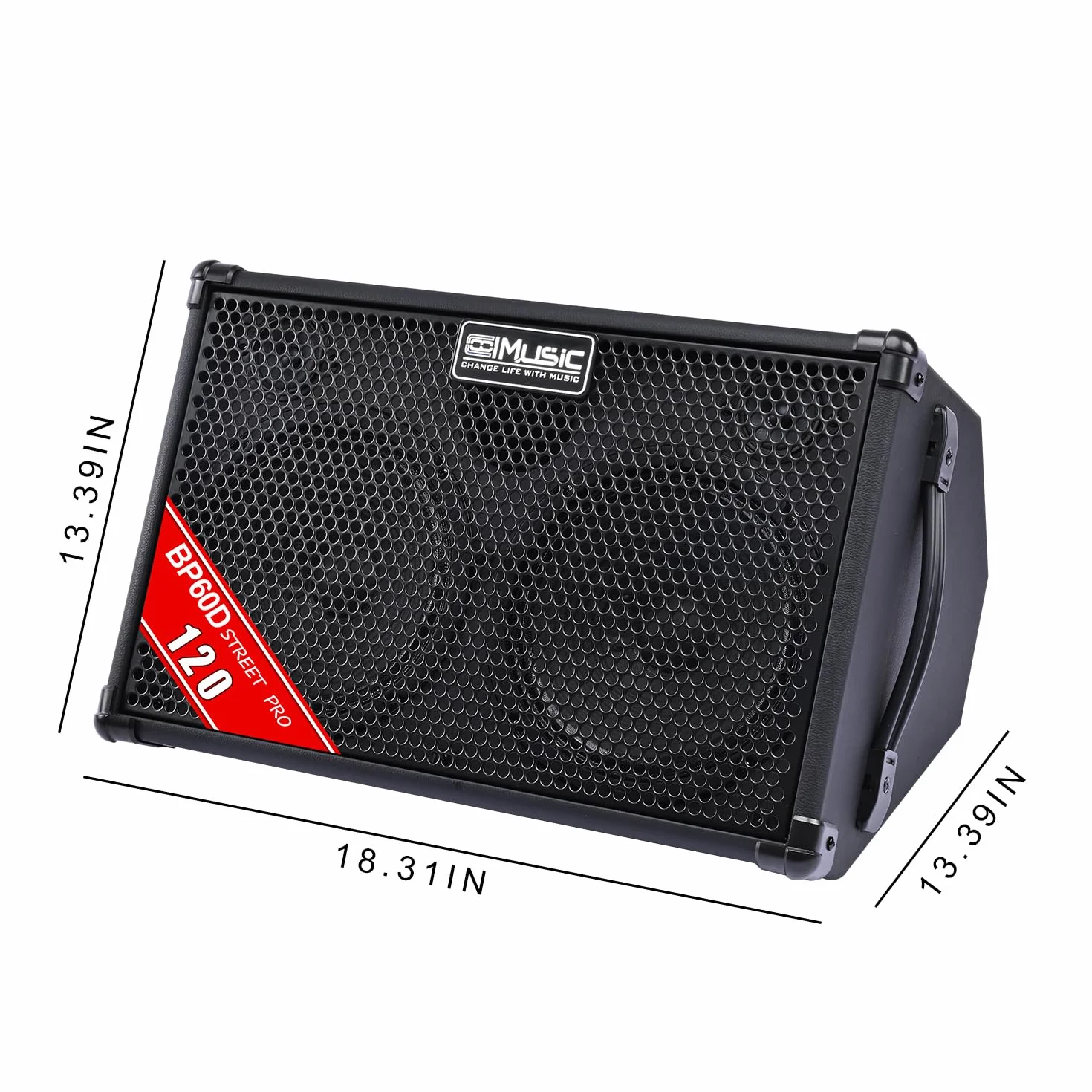 Coolmusic BP60D 60W x 2 głośnik zasilany baterią wzmacniacz gitarowy Bluetooth z efektem opóźnienia chóru pogłosu, 7 wejść